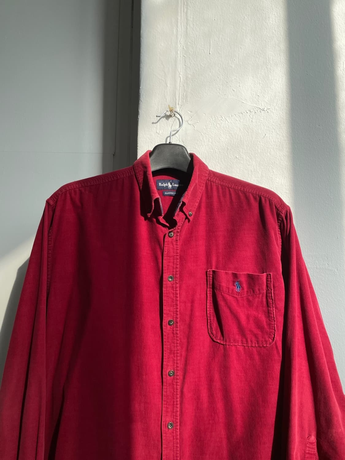90s 폴로 랄프로렌 레드 코듀로이 셔츠 상품이미지3