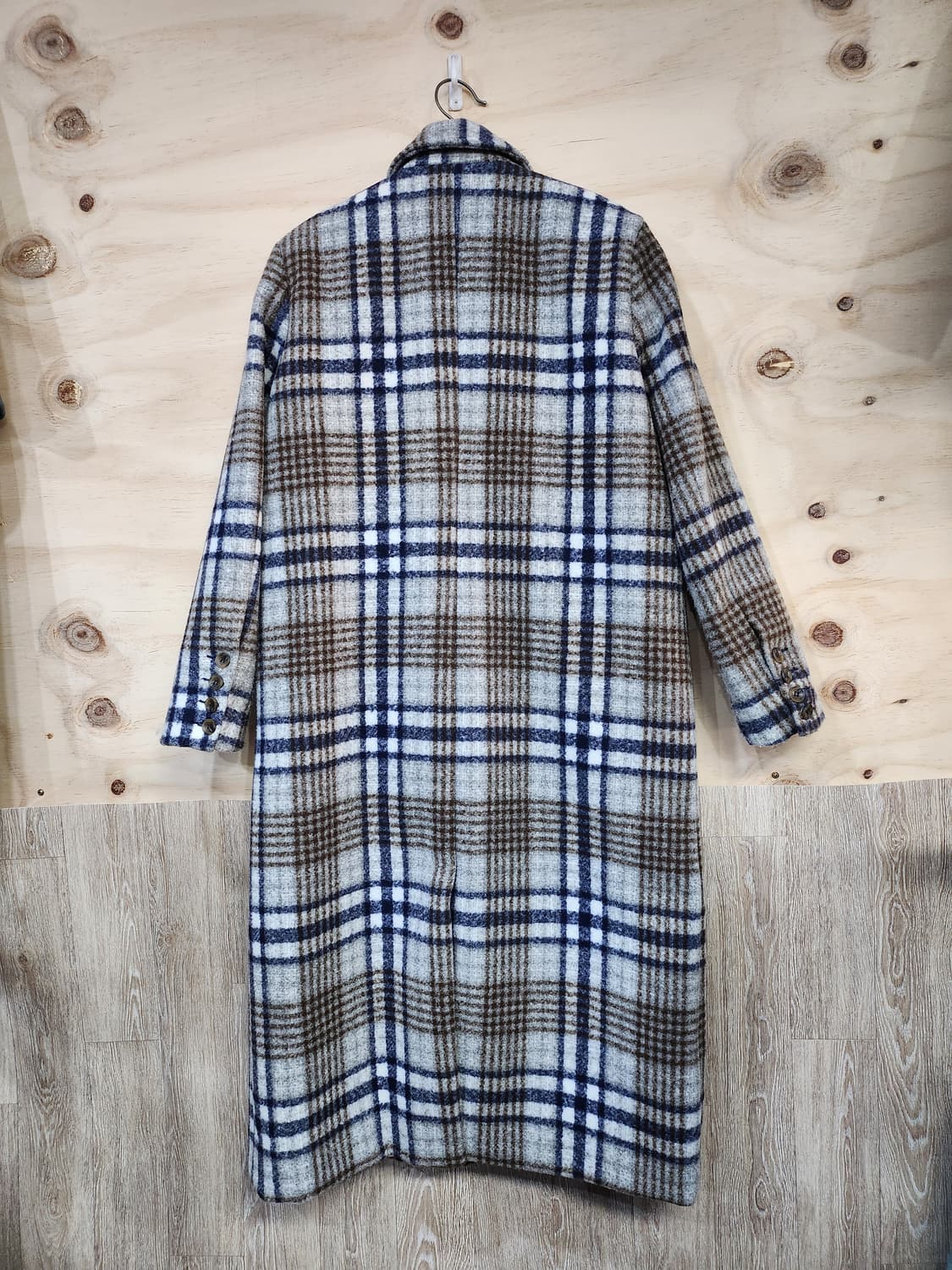 650) 여성 누빔안감 체크 롱 코트 상품이미지2