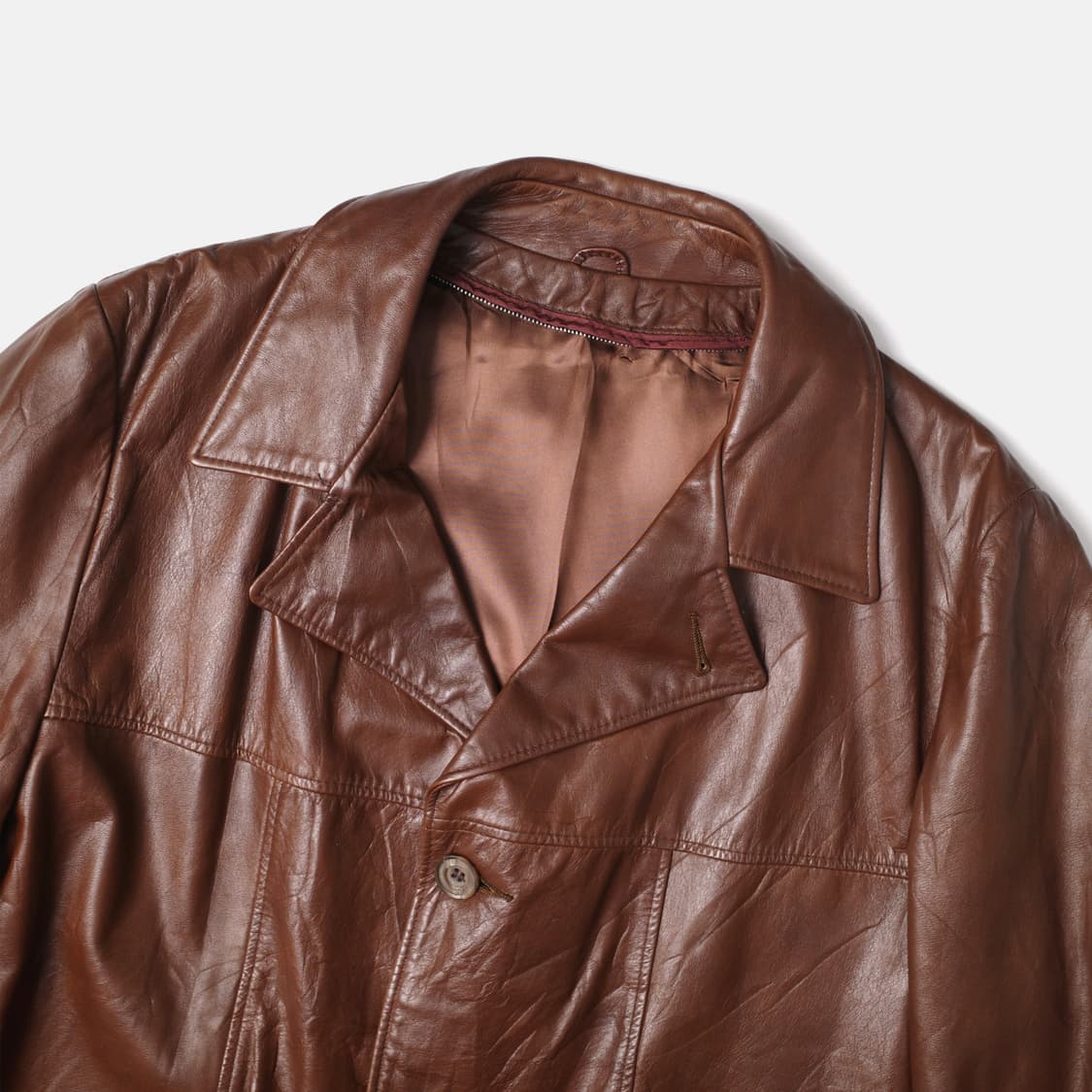 1990's Brown Leather Car Coat 상품이미지3