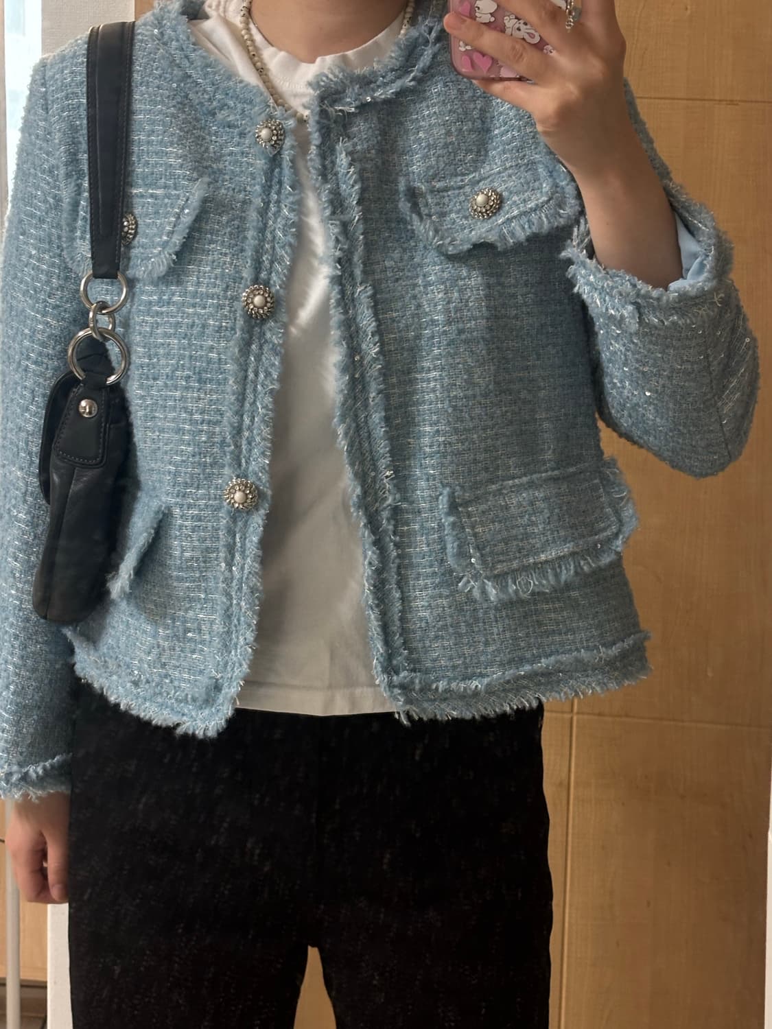 하늘색 트위드 자켓 상품이미지1