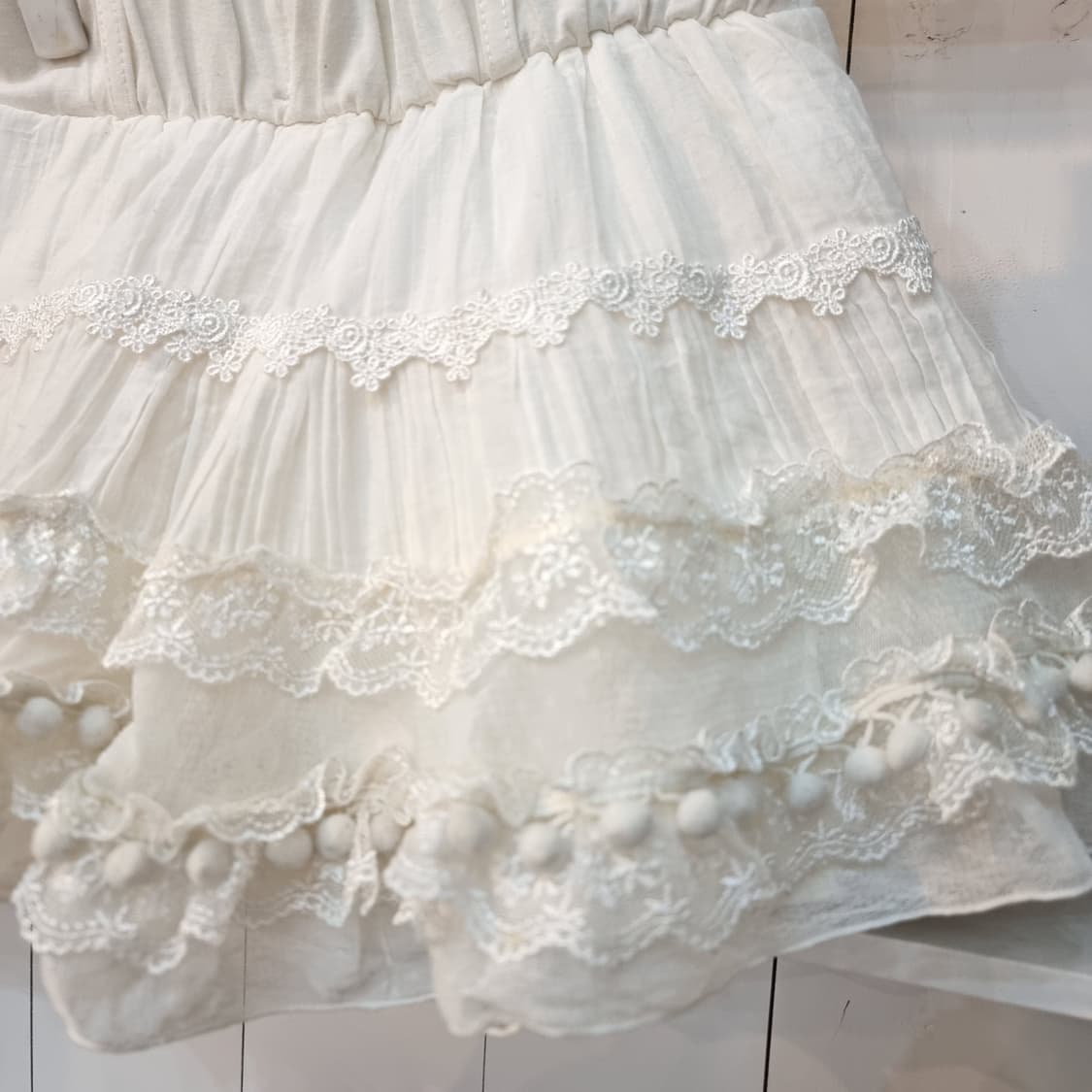 일본 로리타 화이트 레이스 프릴 스커트 상품이미지3