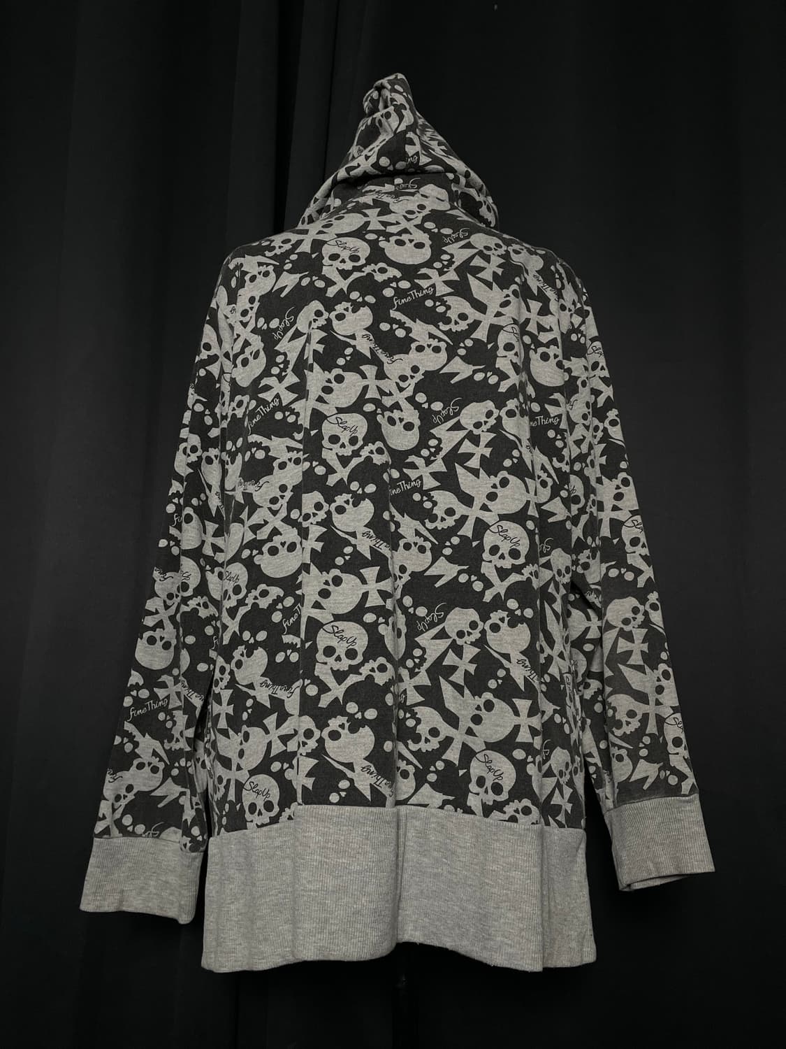 JPN 펑크 스컬 프린팅 그레이 후드집업 상품이미지3