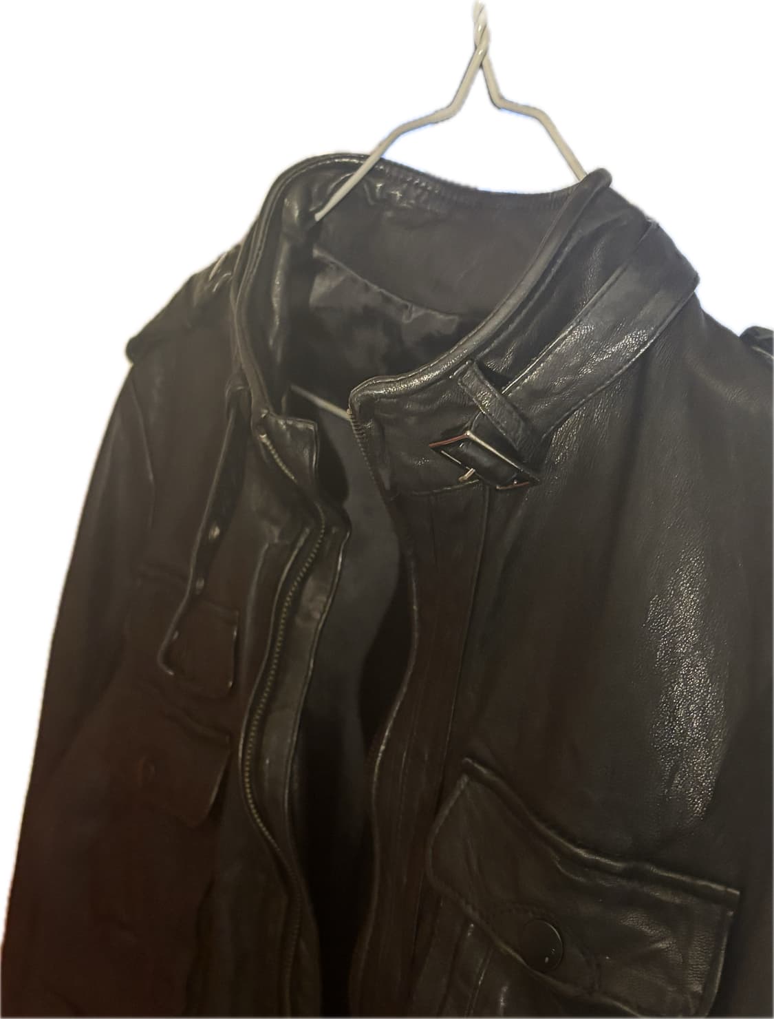 웨스턴 무드 이테리 램스킨 양가죽 절개 포켓 레더 자켓 상품이미지2