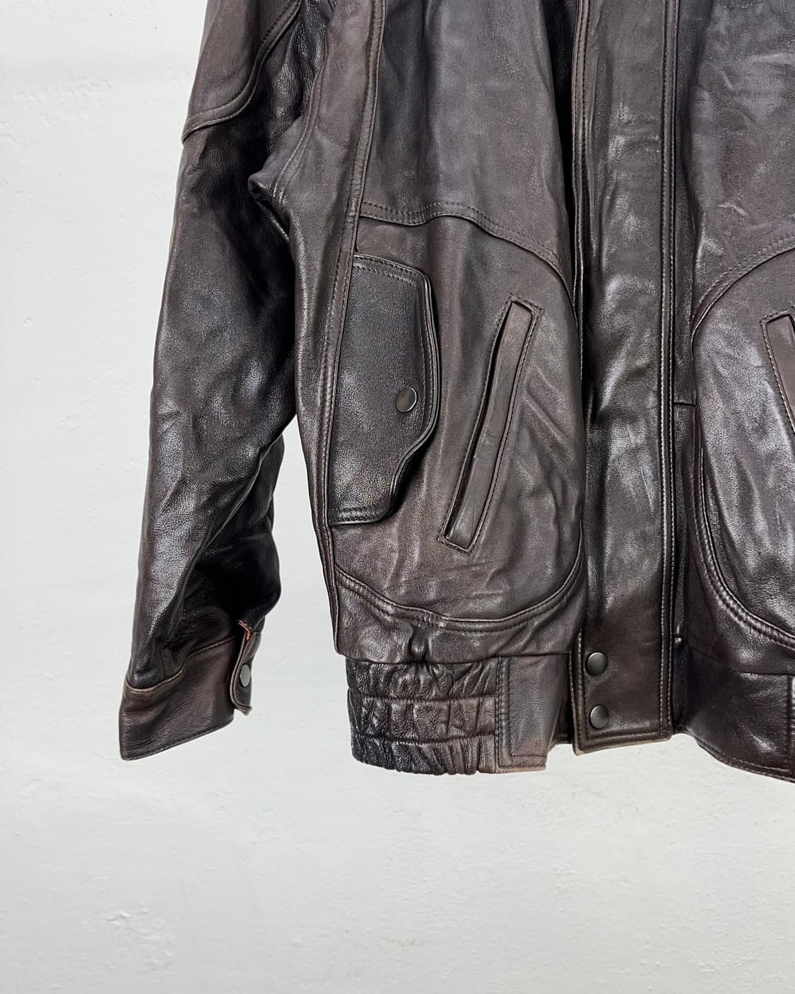 이브 생로랑 브라운 리얼레더 스펠 아웃 블루종 자켓 상품이미지4