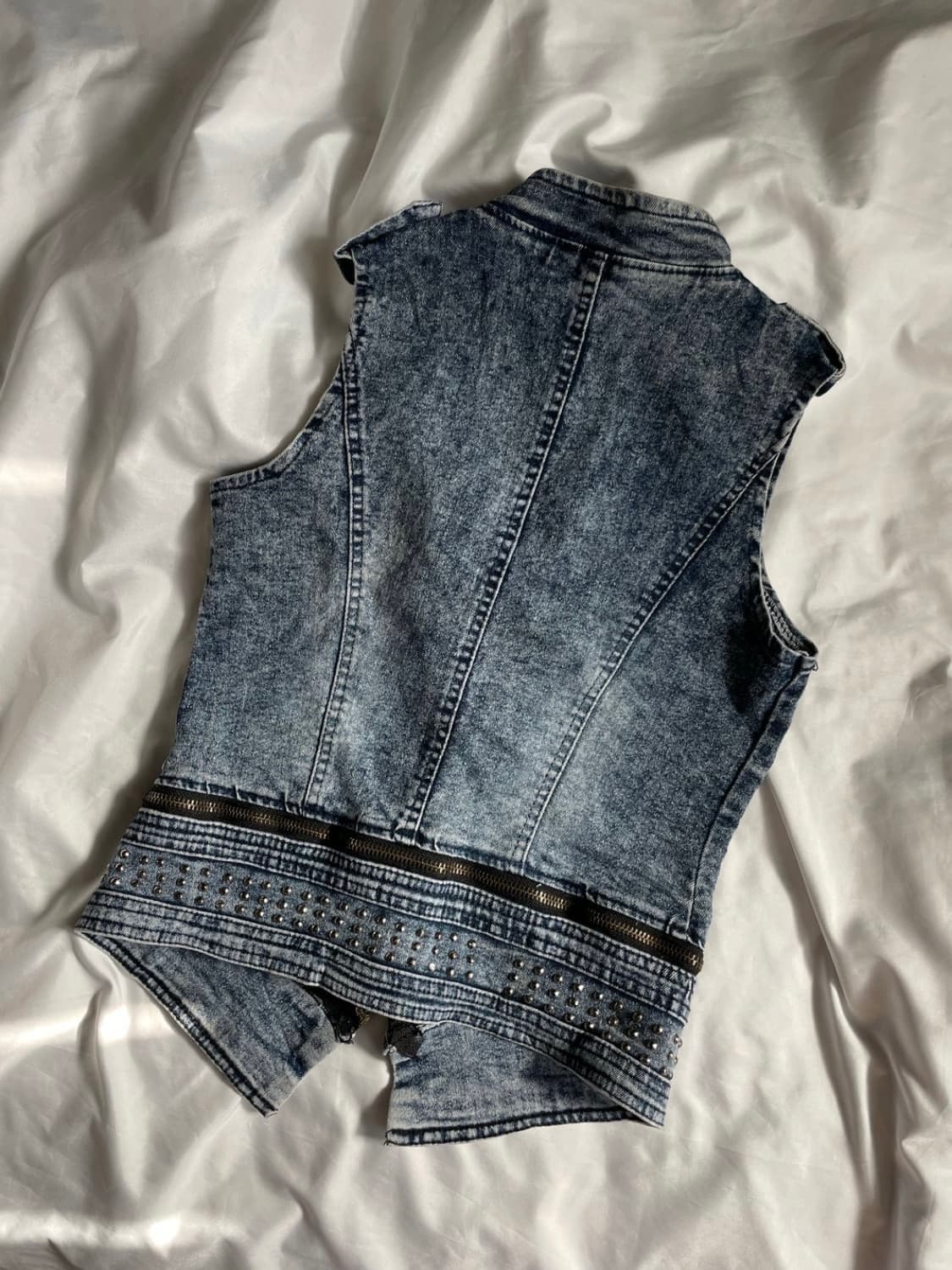 빈티지 데님 딱붙 라이더 베스트 상품이미지4