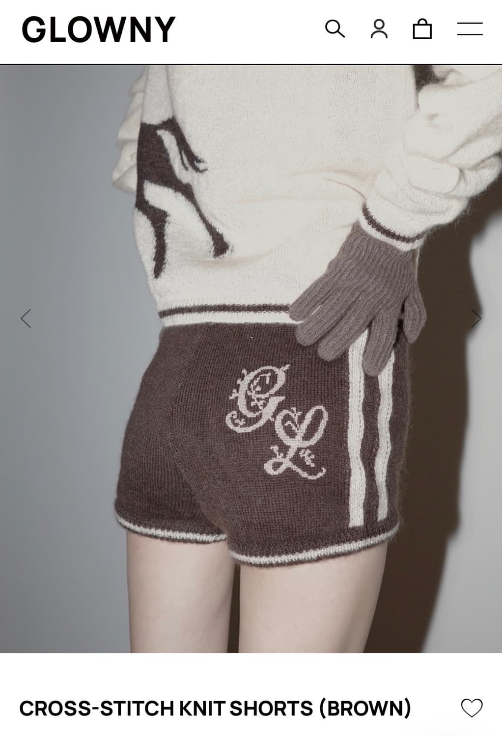 글로니 CROSS-STITCH KNIT SHORTS / BROWN / M 상품이미지2