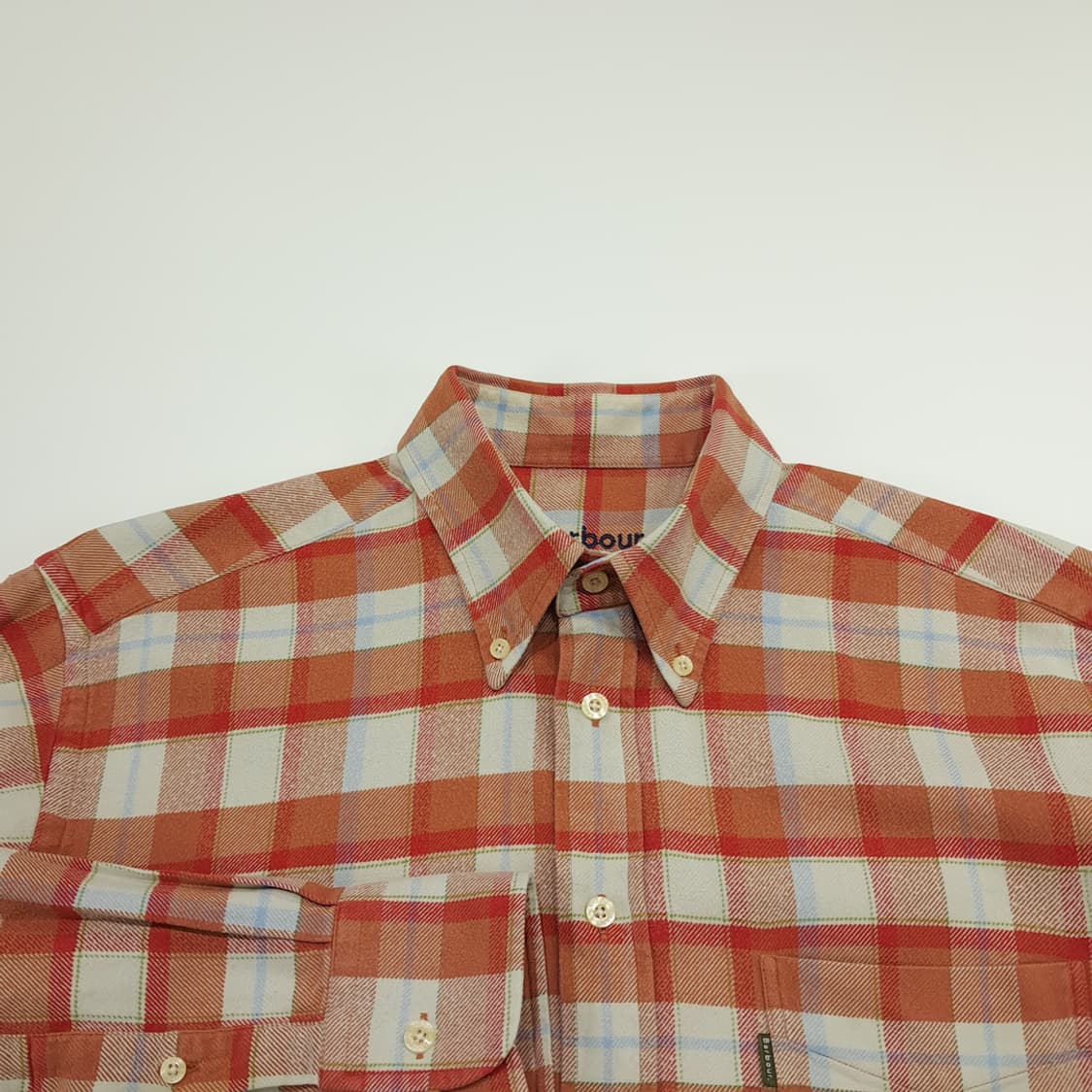 CN927 L 바버 윈터 체크 오렌지 플란넬 긴팔 셔츠 남방 상품이미지3