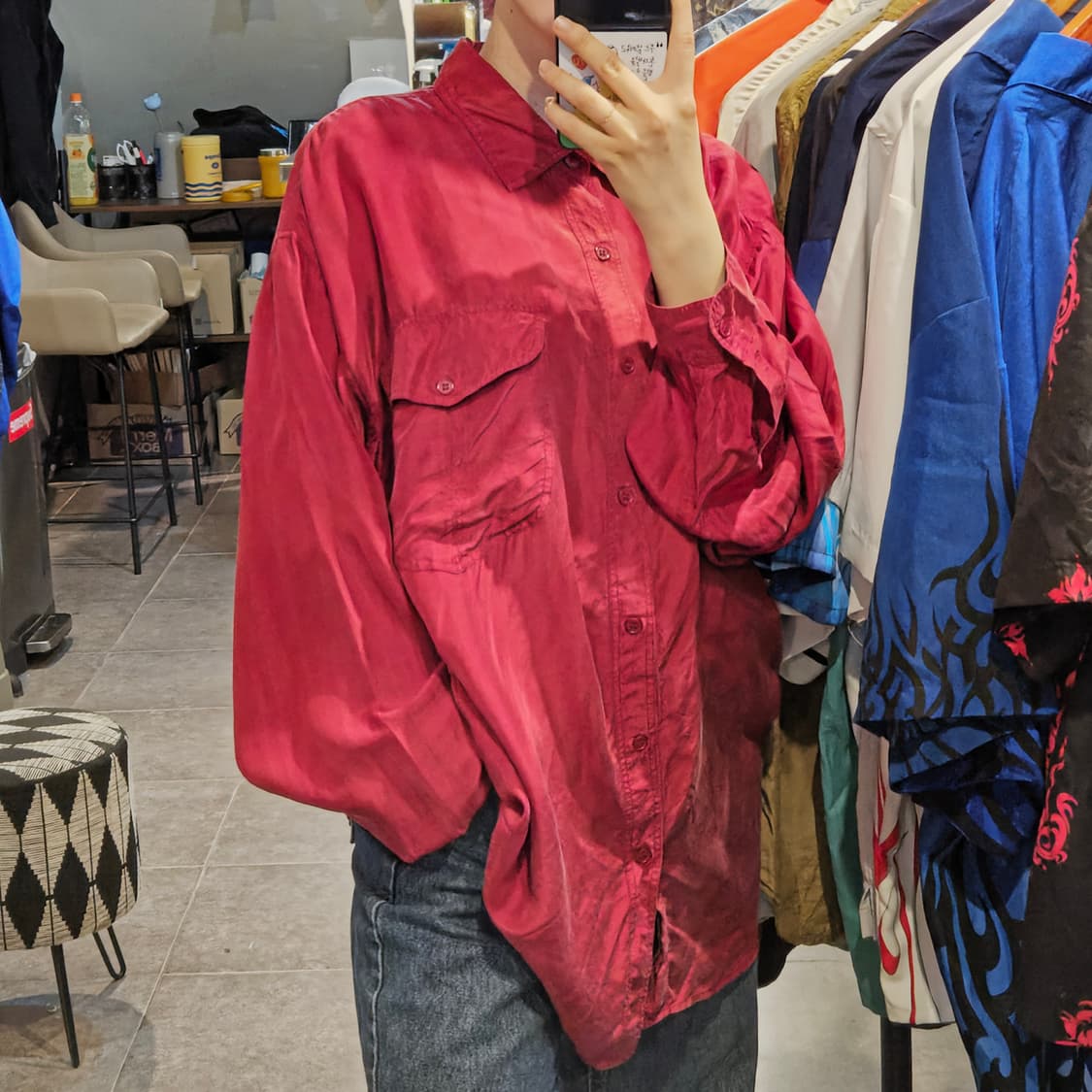 [NO.9] 버건디 실크셔츠 상품이미지2