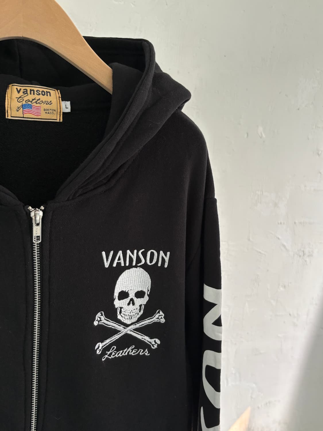 Vanson 벤슨 스컬로고 집업 후드 상품이미지2