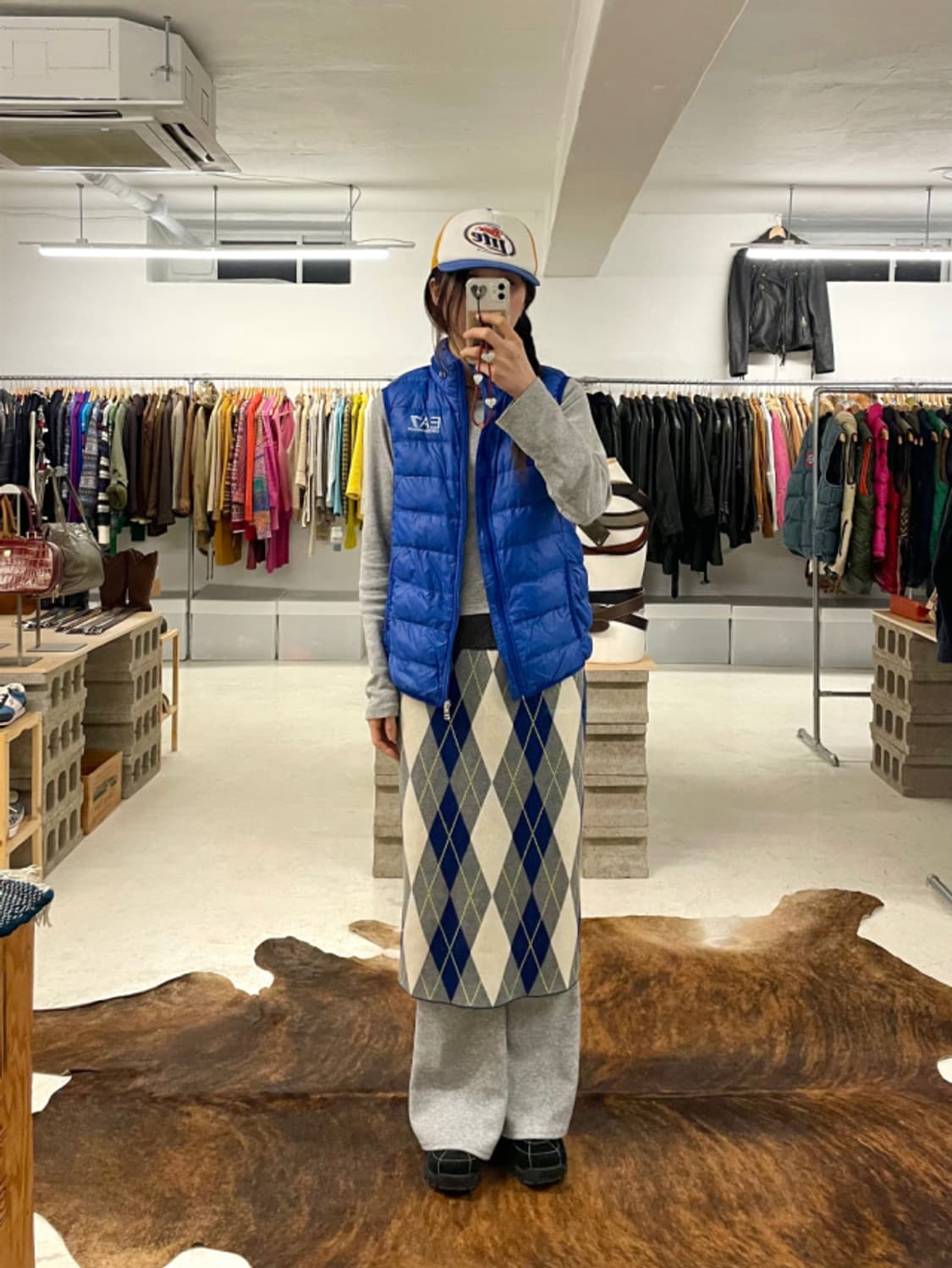 RAY BEAMS argyle knit skirt 아가일 니트 스커트 상품이미지1