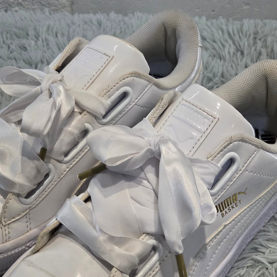 6w-14:푸마 바스켓 패턴 리본 스니커즈 화이트 (23.5cm) 상품이미지2
