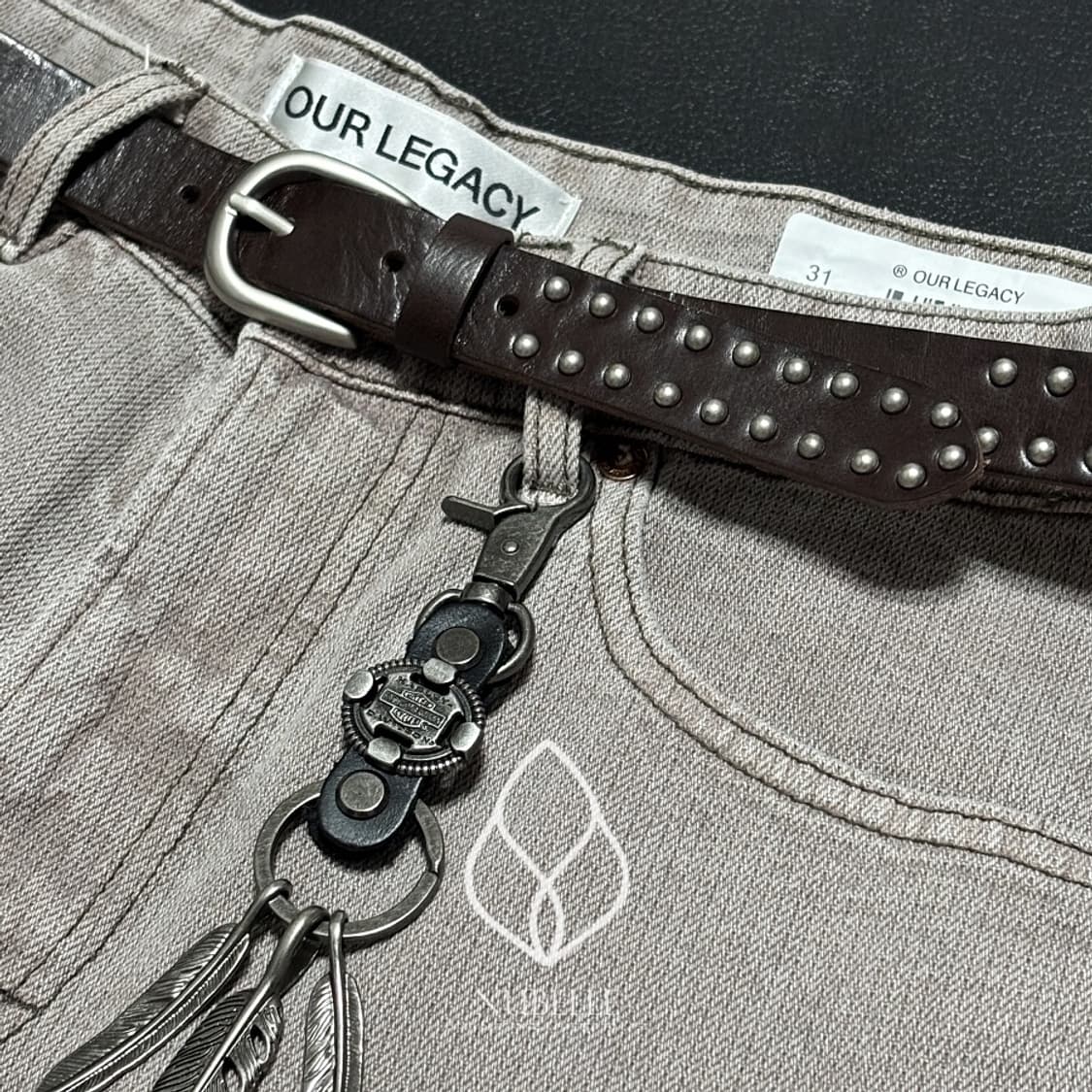 🌗 Stud vegetable belt / 스터드 베지터블 소가죽 벨트 상품이미지1