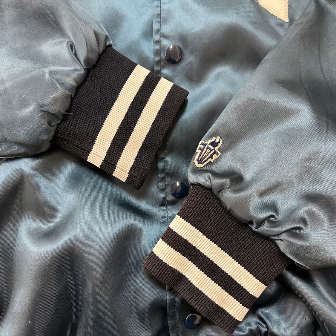 70s USA 펠코 양키즈 사틴 베이스볼 자켓 L 상품이미지6