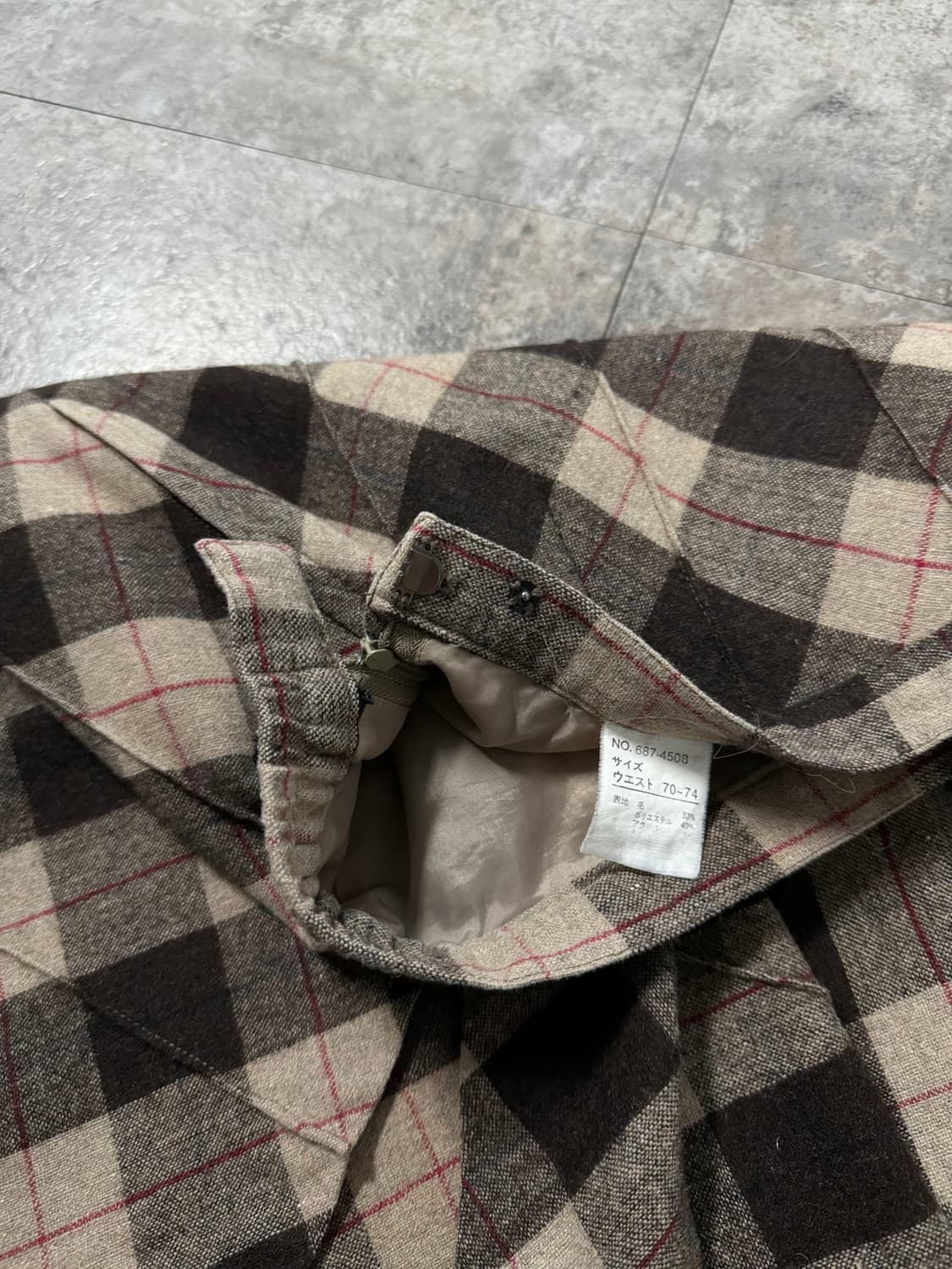 울 체크 패턴 롱 스커트 상품이미지9