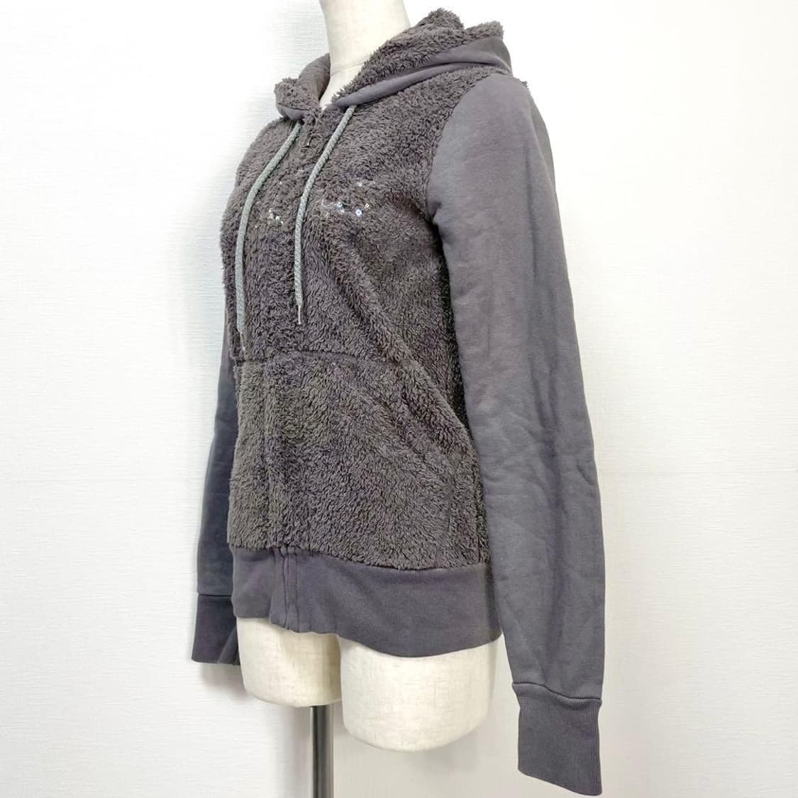 히스테릭 글래머 아카이브 글리터 스컬 플러피 후드 집업 상품이미지2