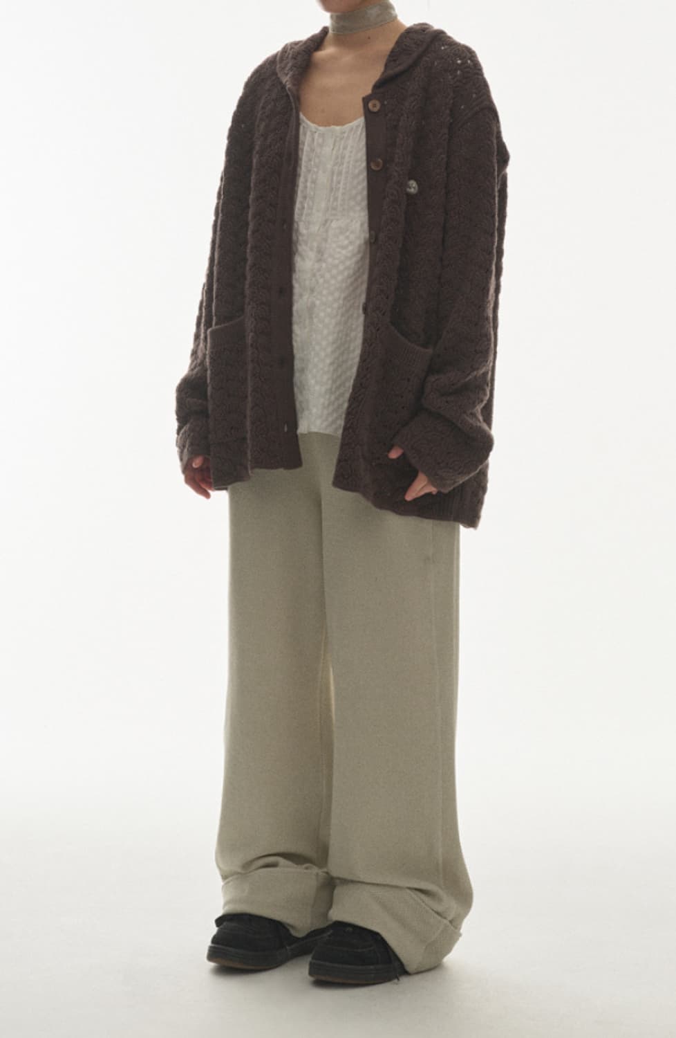 코이세이오 WAVE KNIT CARDIGAN DARK BROWN 상품이미지3