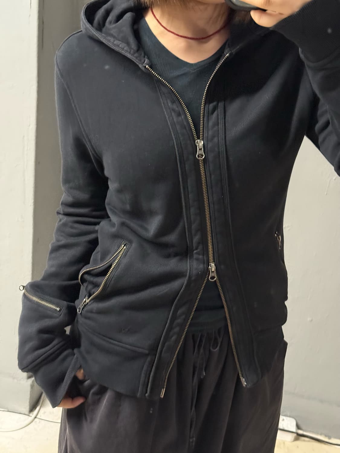 zipper detail 2-way hood zip-up 상품이미지2