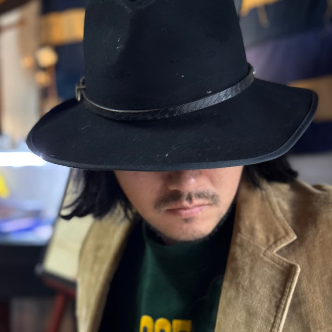 메이드인 USA 레더 터키석 스트랩 울 페도라 XL 상품이미지8