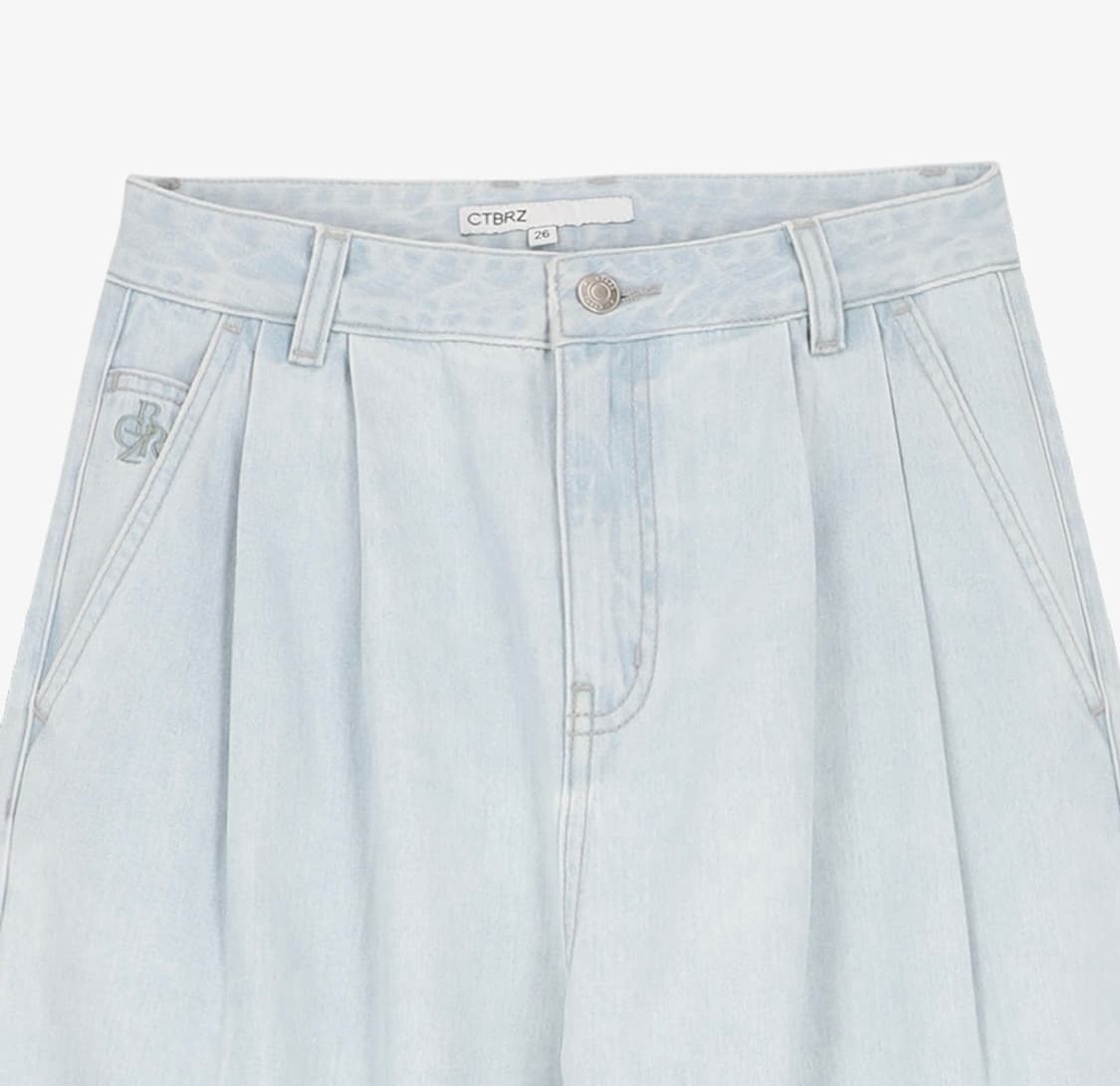 시티브리즈 텐셀 투턱 와이드 데님 팬츠 라이트 인디고 28 상품이미지3