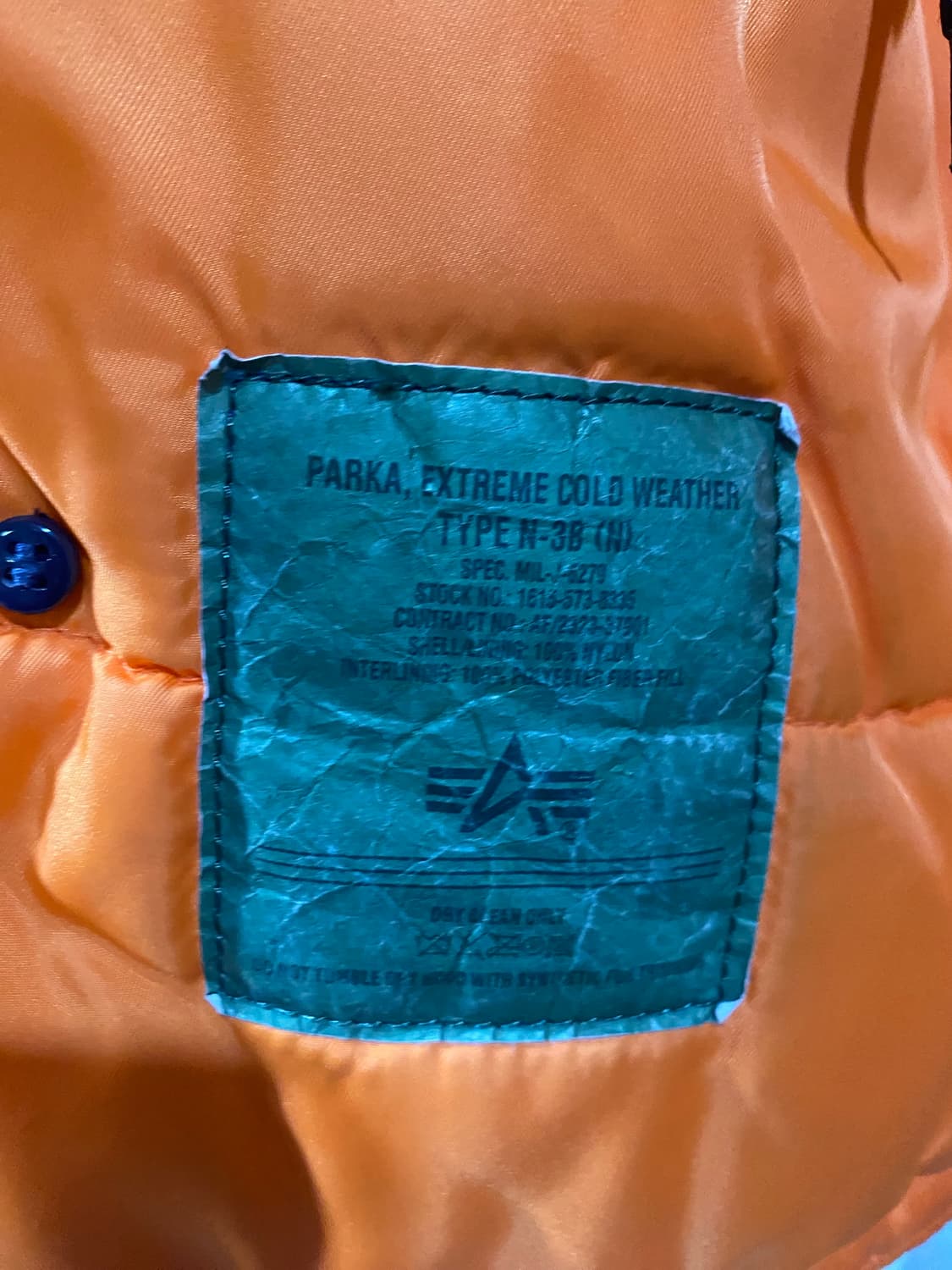 알파인더스트리 N-3B 파카 네이비 S 상품이미지10