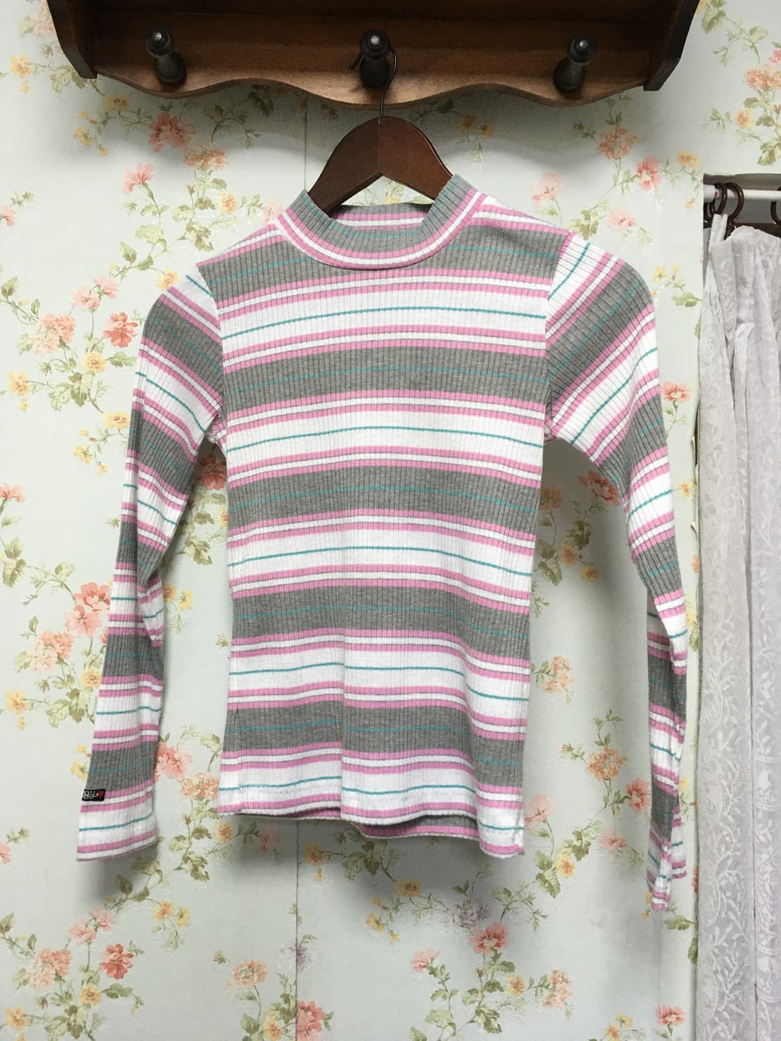 빈티지 스트라이프 배색 골지 티 상품이미지1