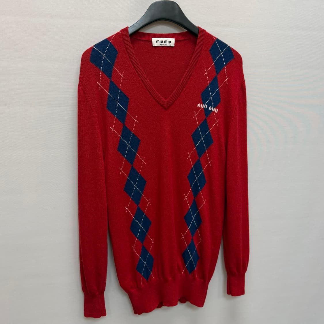 미우미우 로고 아가일 캐시미어 니트 (44 55 )  상품이미지2