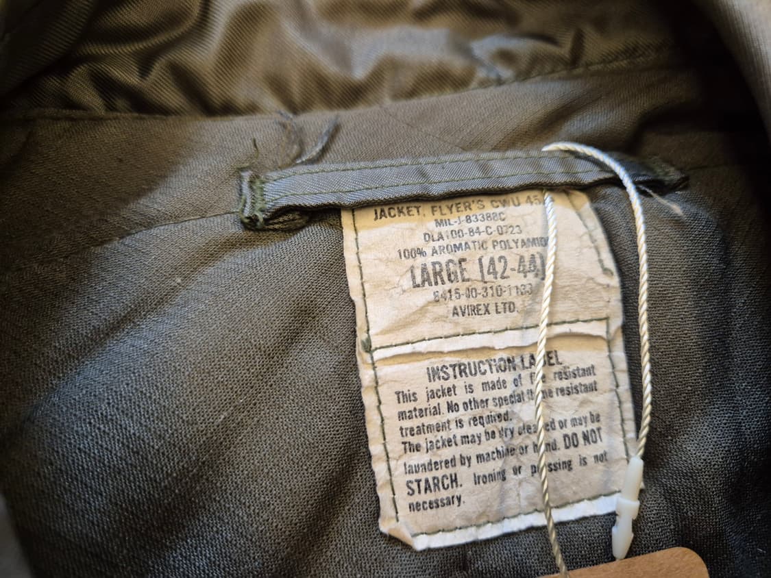 80s u.s army AVIREX CWU 45 P 플라이트 자켓 상품이미지10