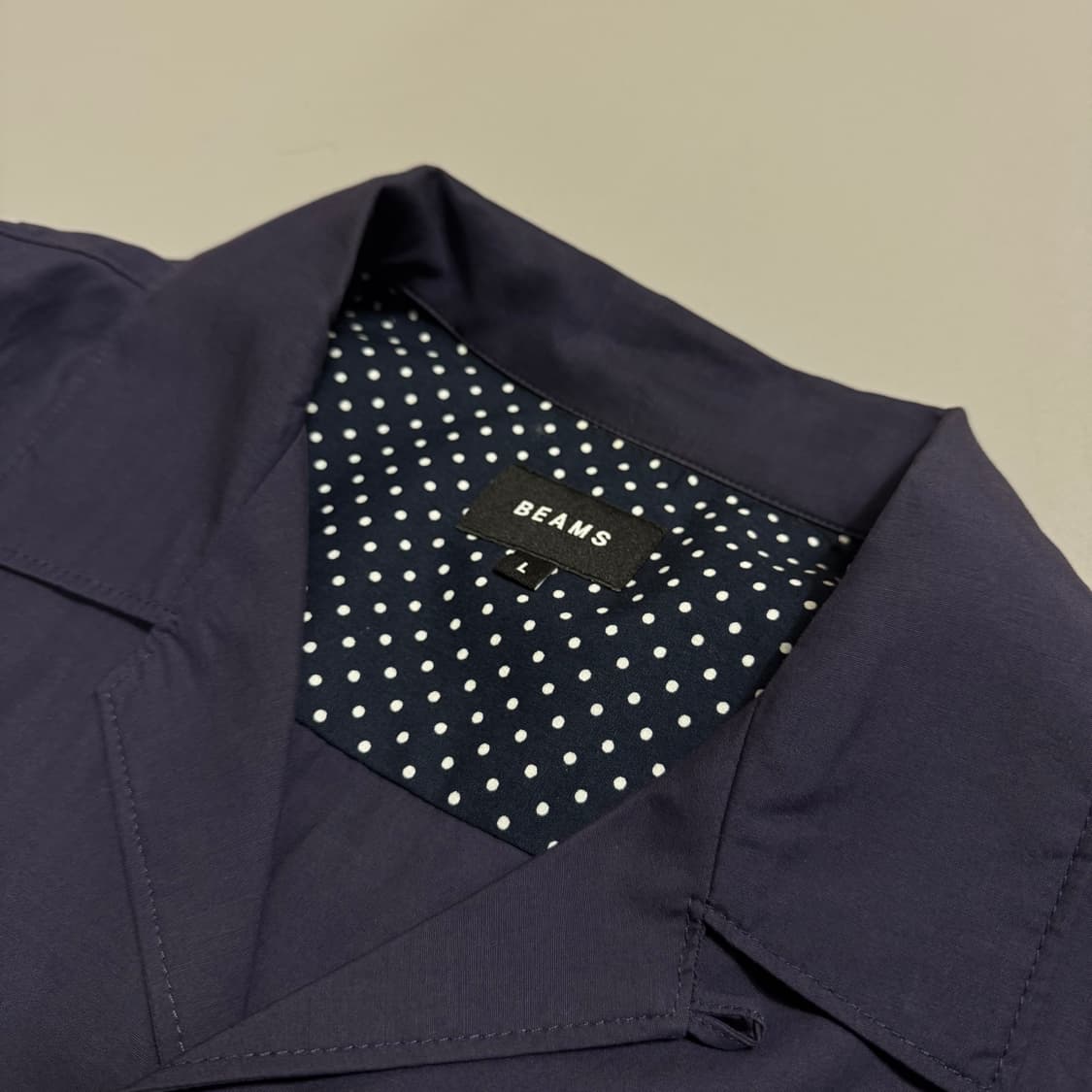 빔즈(BEAMS) 다크퍼플 리오셀 코튼 혼방 오픈칼라 셔츠 블루종 자켓 상품이미지3