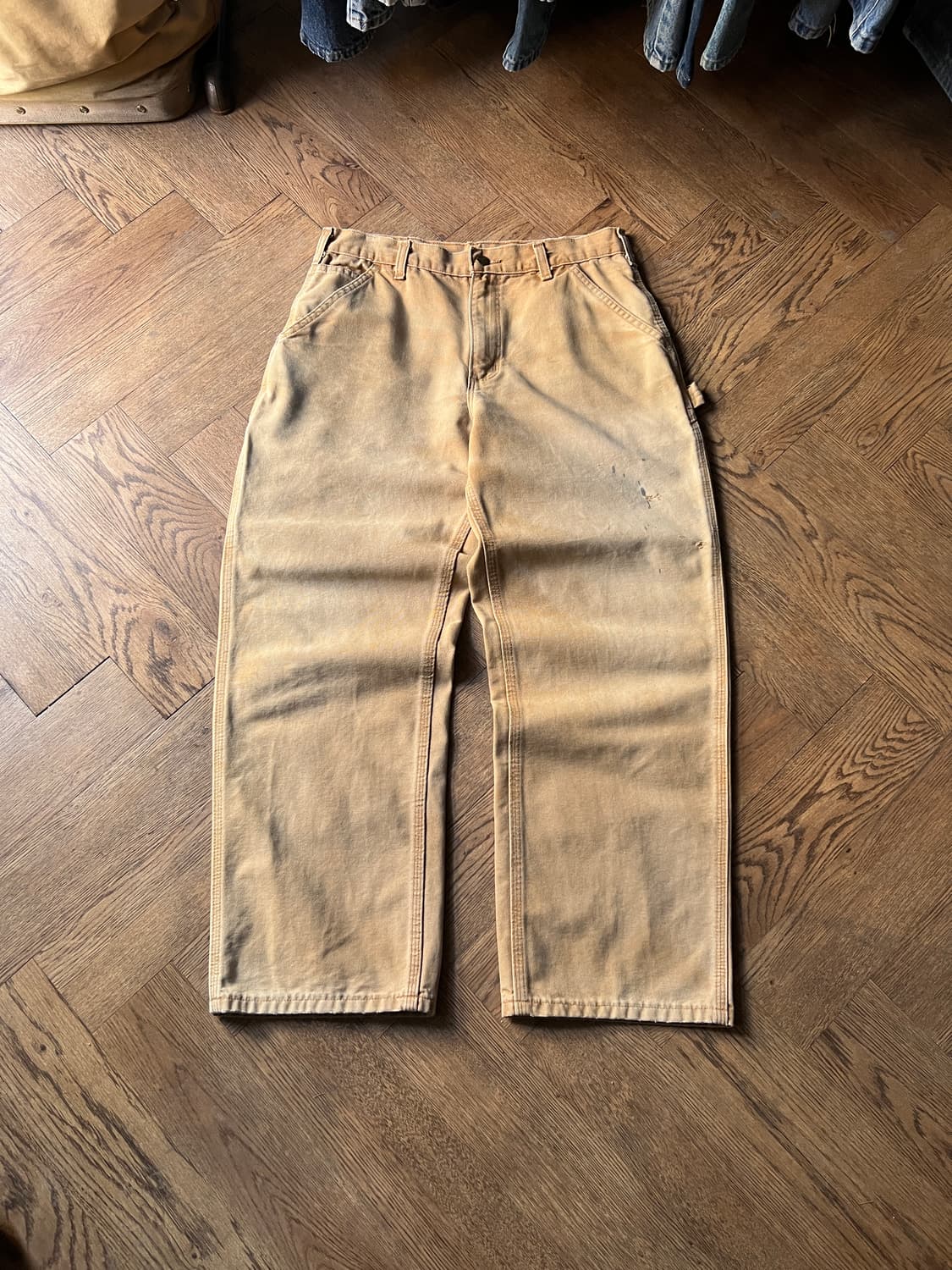 [32]칼하트 USA 빈티지 페이딩 브라운 싱글니 카펜터 워크 팬츠 상품이미지2