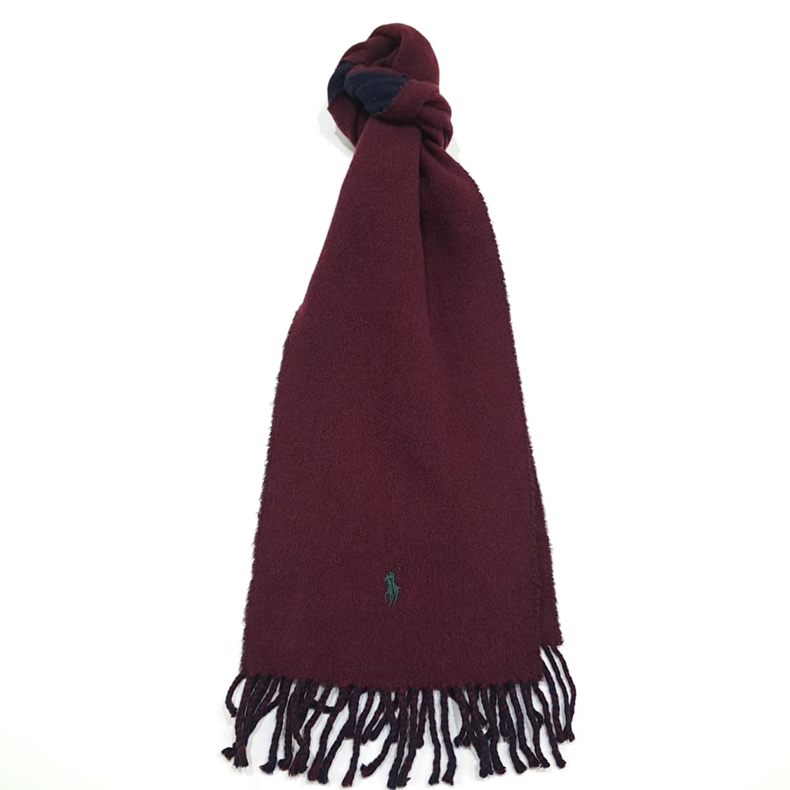 MX348 폴로 랄프로렌 버건디 네이비 양면 버진울 목도리 머플러 상품이미지1