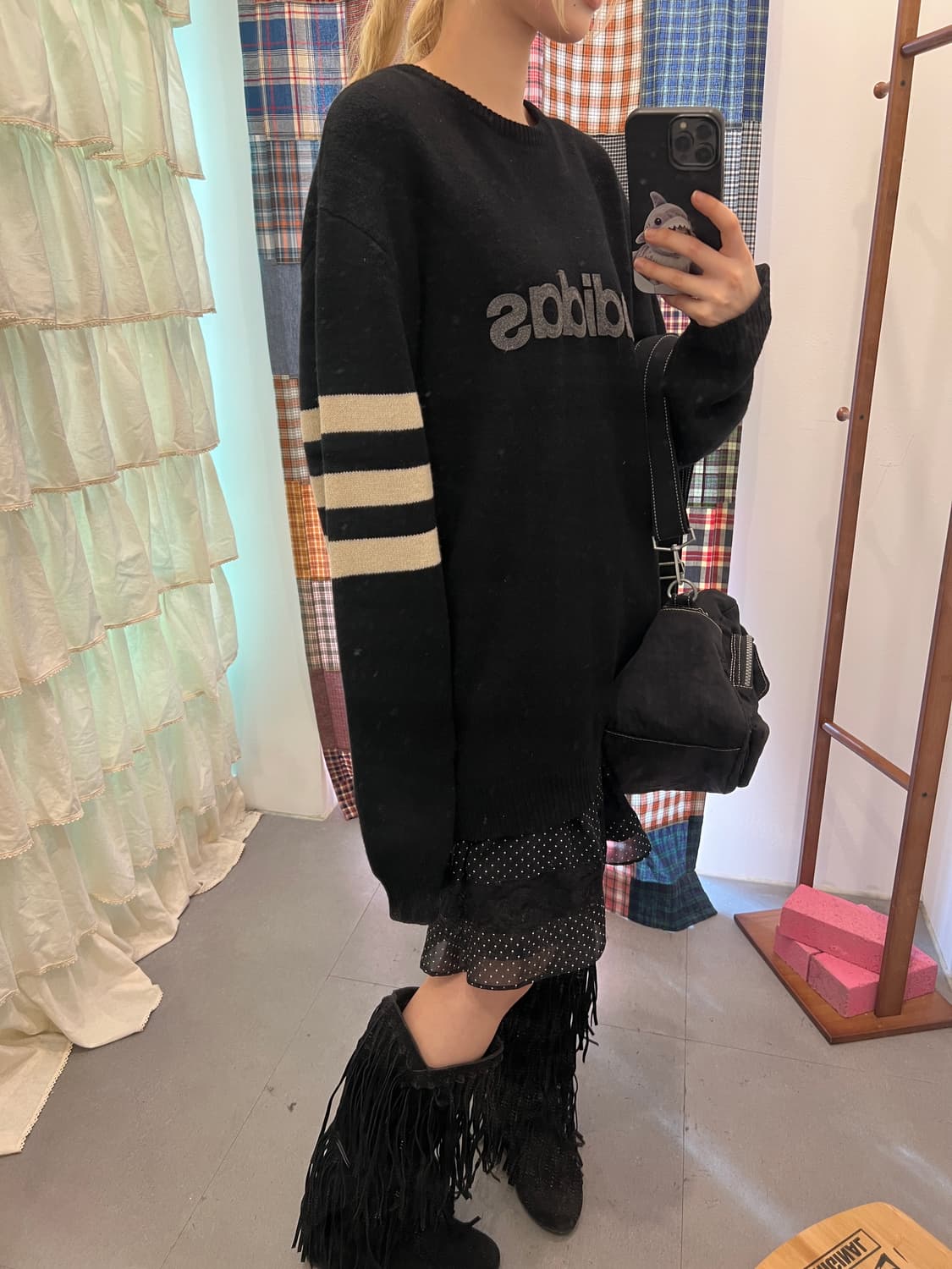 아디다스 로고 블랙 니트  상품이미지3