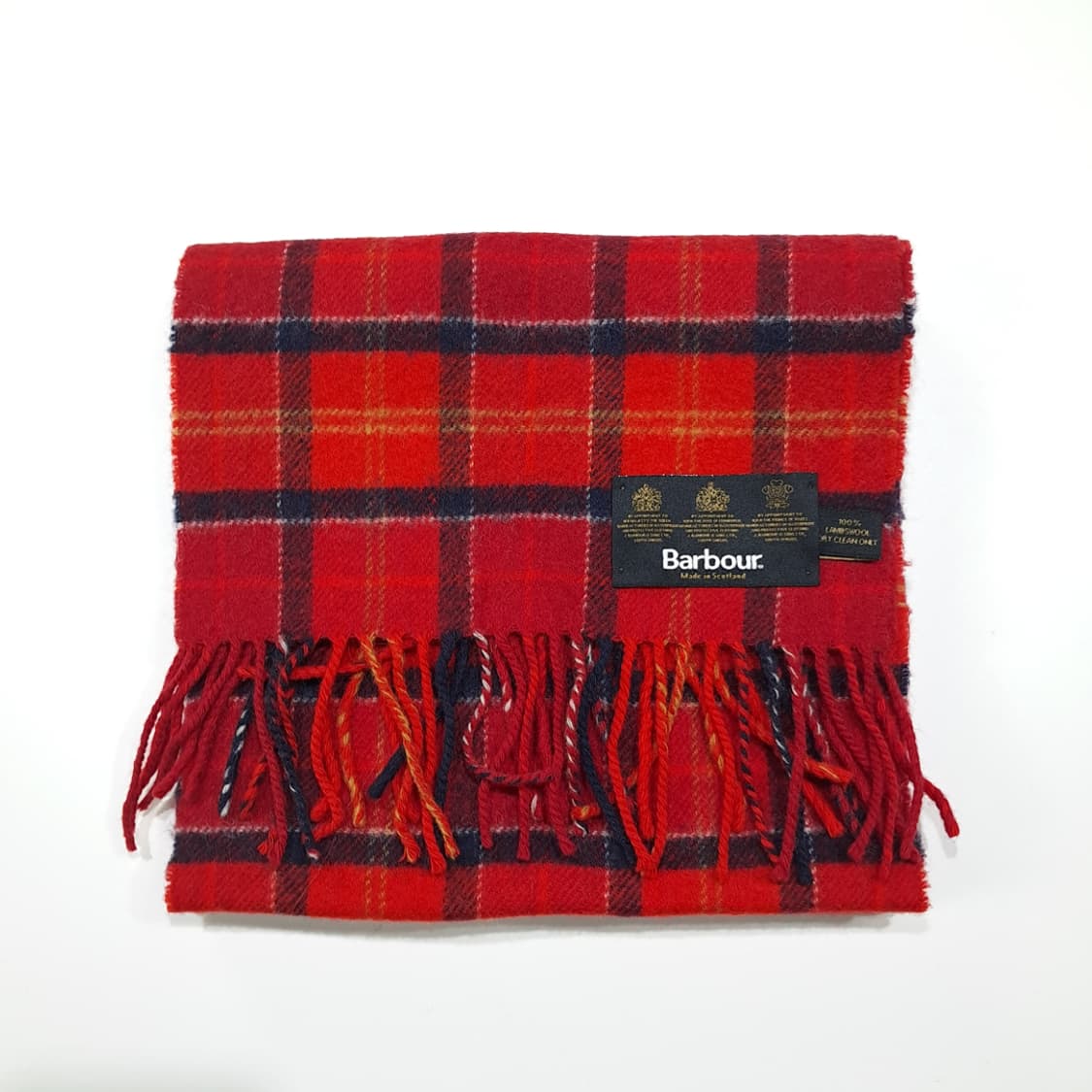 MX542 바버 90s 스코틀랜드판 램스울 타탄 레드 머플러 목도리 상품이미지6