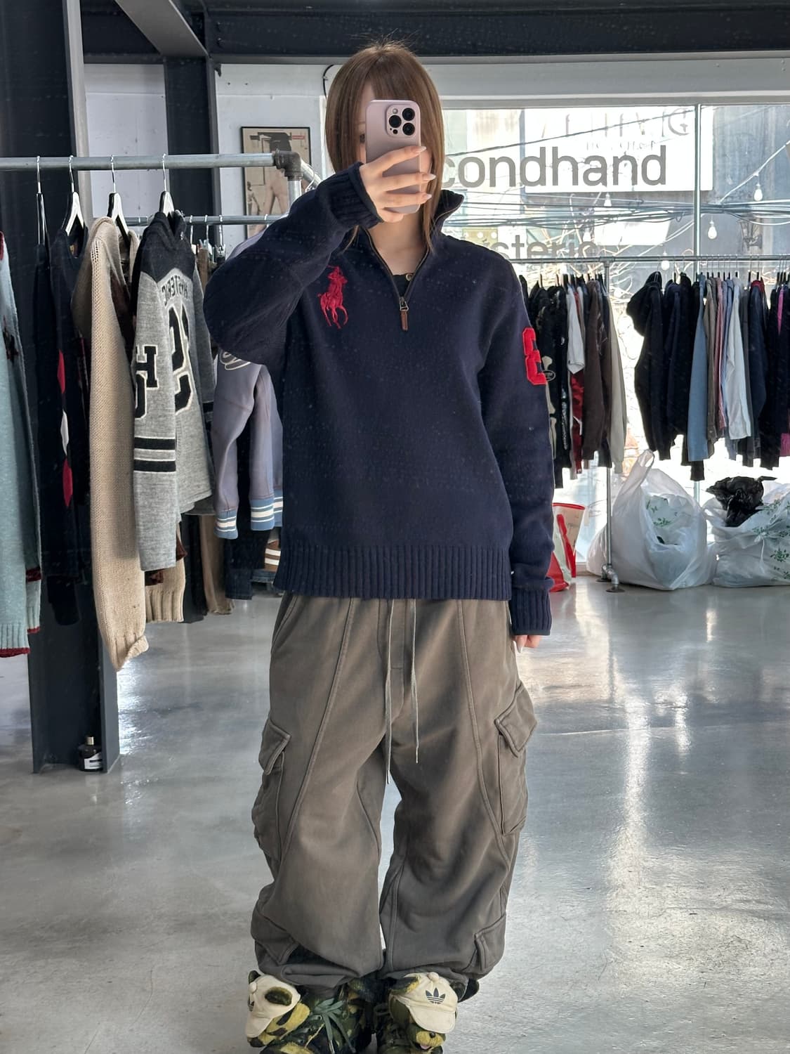 폴로랄프로렌 빅포니 넘버링 암패치 하프니트집업 상품이미지2