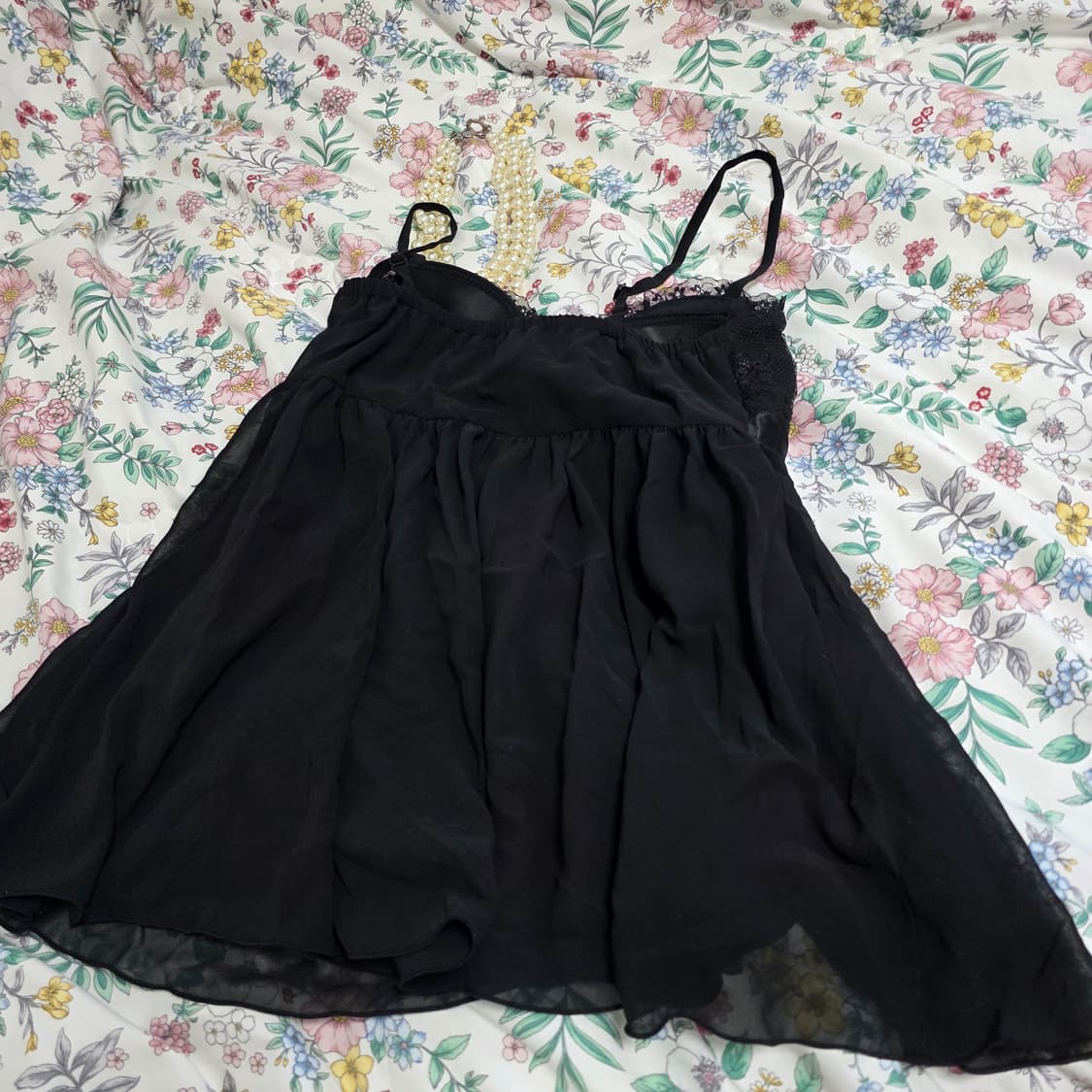 세실맥비 일본빈티지)오네갸루st 대장 y2k 레이스 리본 쉬폰 슬리브리스 상품이미지3