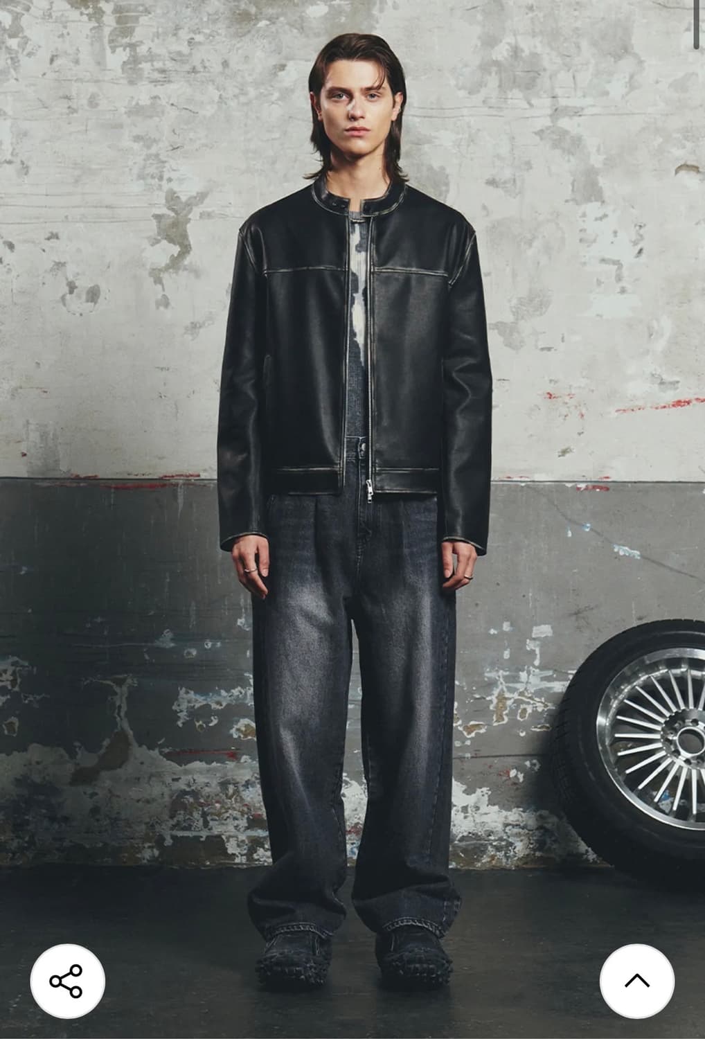 도프제이슨 워싱레더 바이커 자켓 M 블랙 상품이미지3