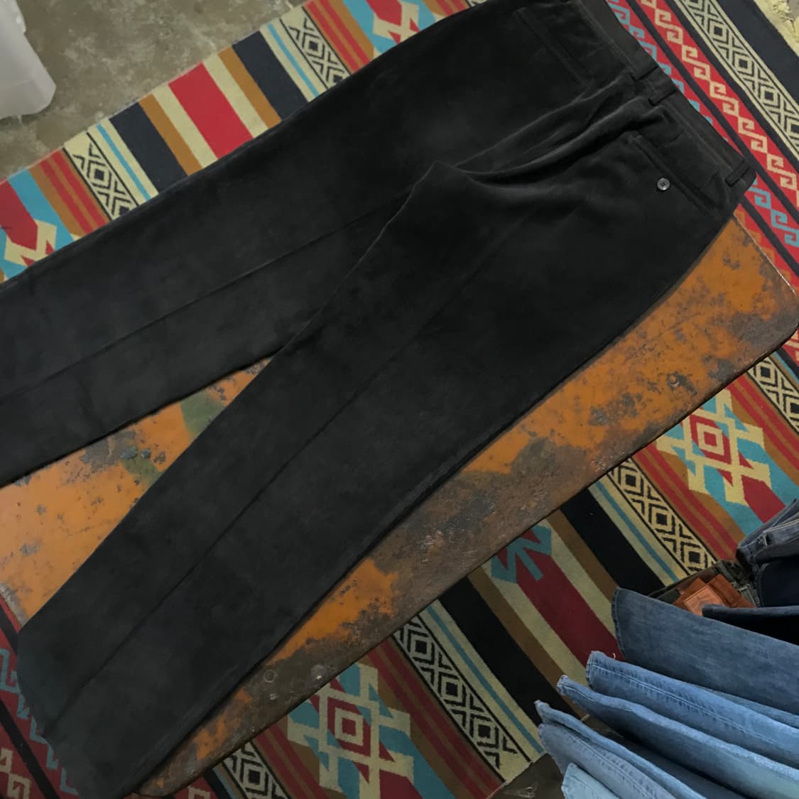 빈티지 블랙 핀턱 코듀로이 팬츠 허리 30 31  상품이미지2