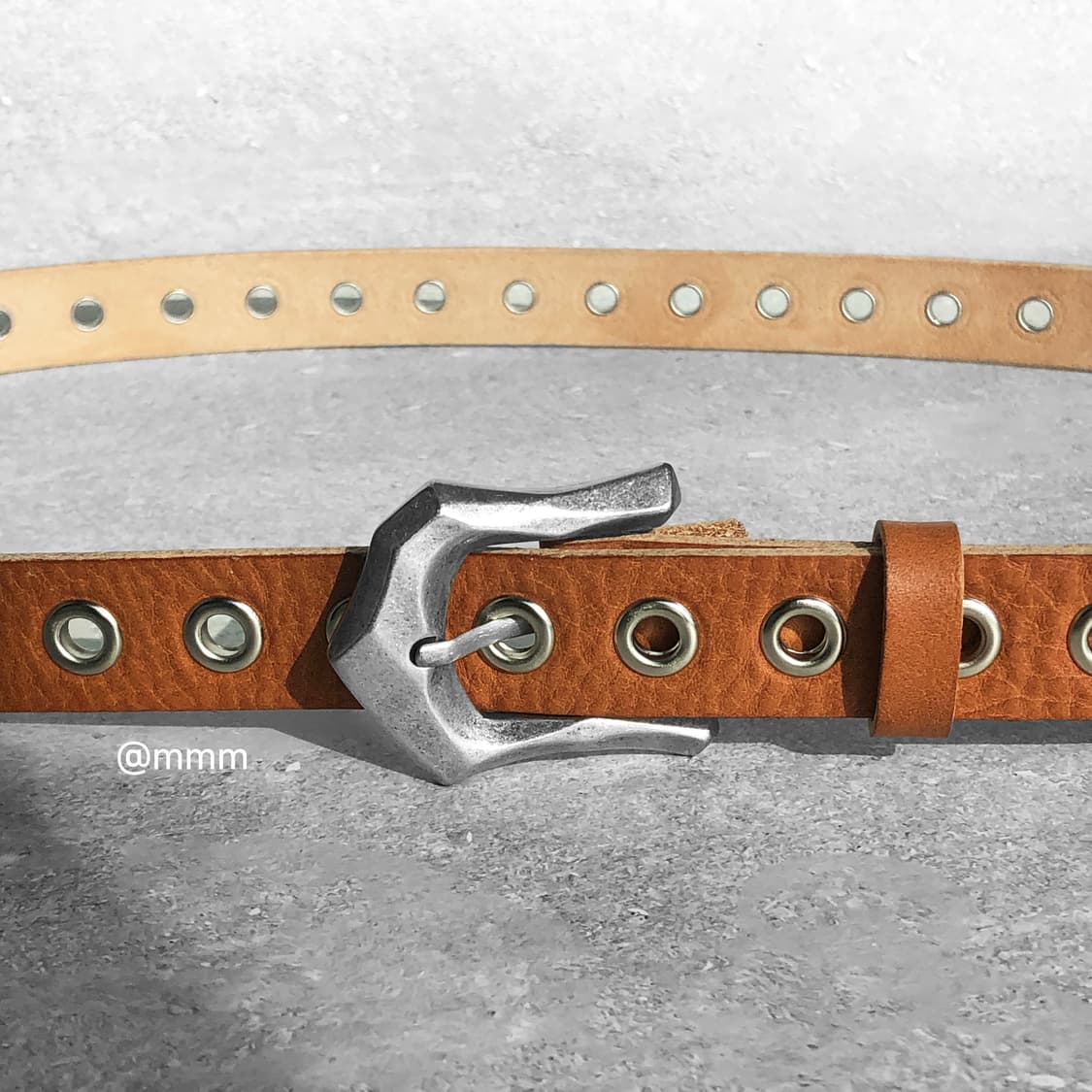 [Unisex] 아일렛 웨스턴 가죽 벨트 카멜 상품이미지5