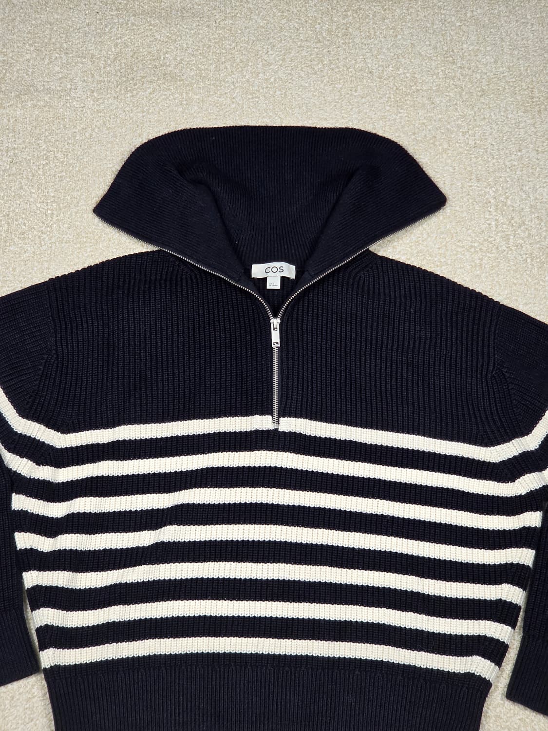 [코스] 니티드 스트라이프 하프 집업 점퍼 | 00261 상품이미지2