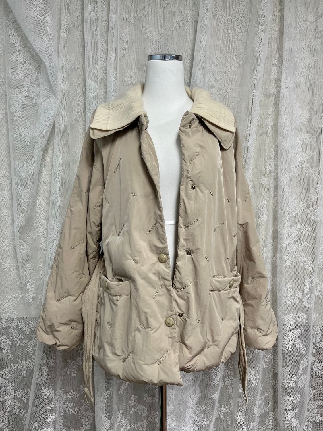 55) 듀엘 DEWL 니트 카라 구스다운 패딩 베이지 상품이미지2