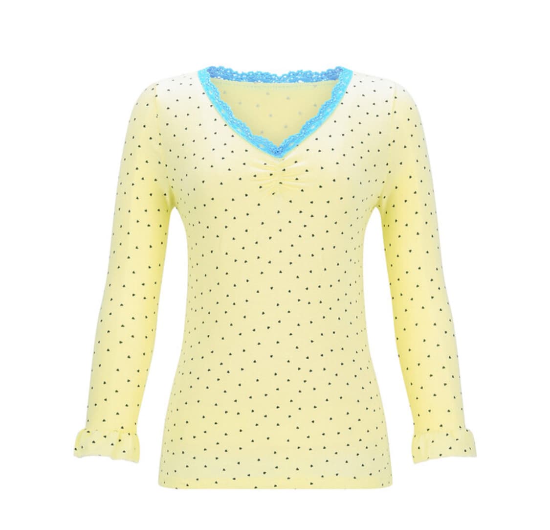 mini heart lace top (lemon) 상품이미지1