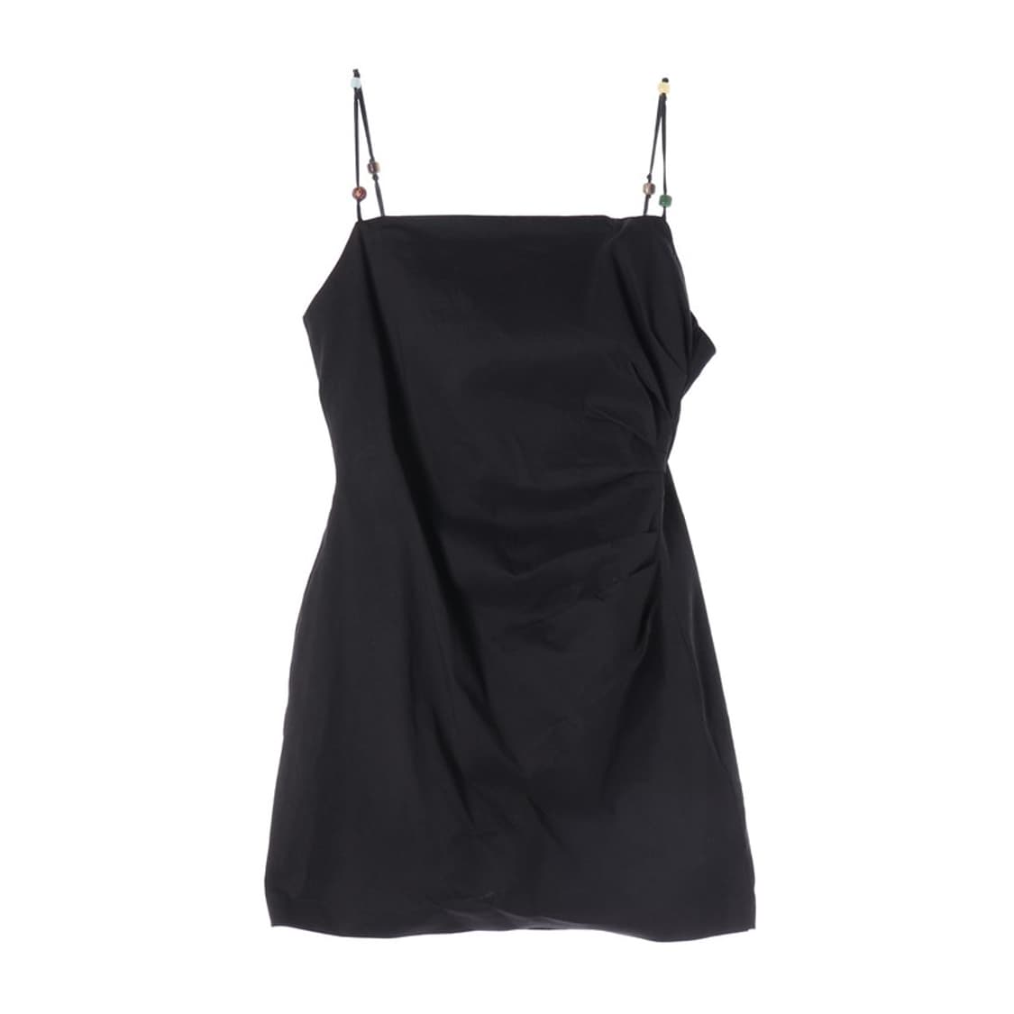 ZARA 비즈 스트랩 셔링 리넨 미니 원피스 블랙 L 상품이미지1