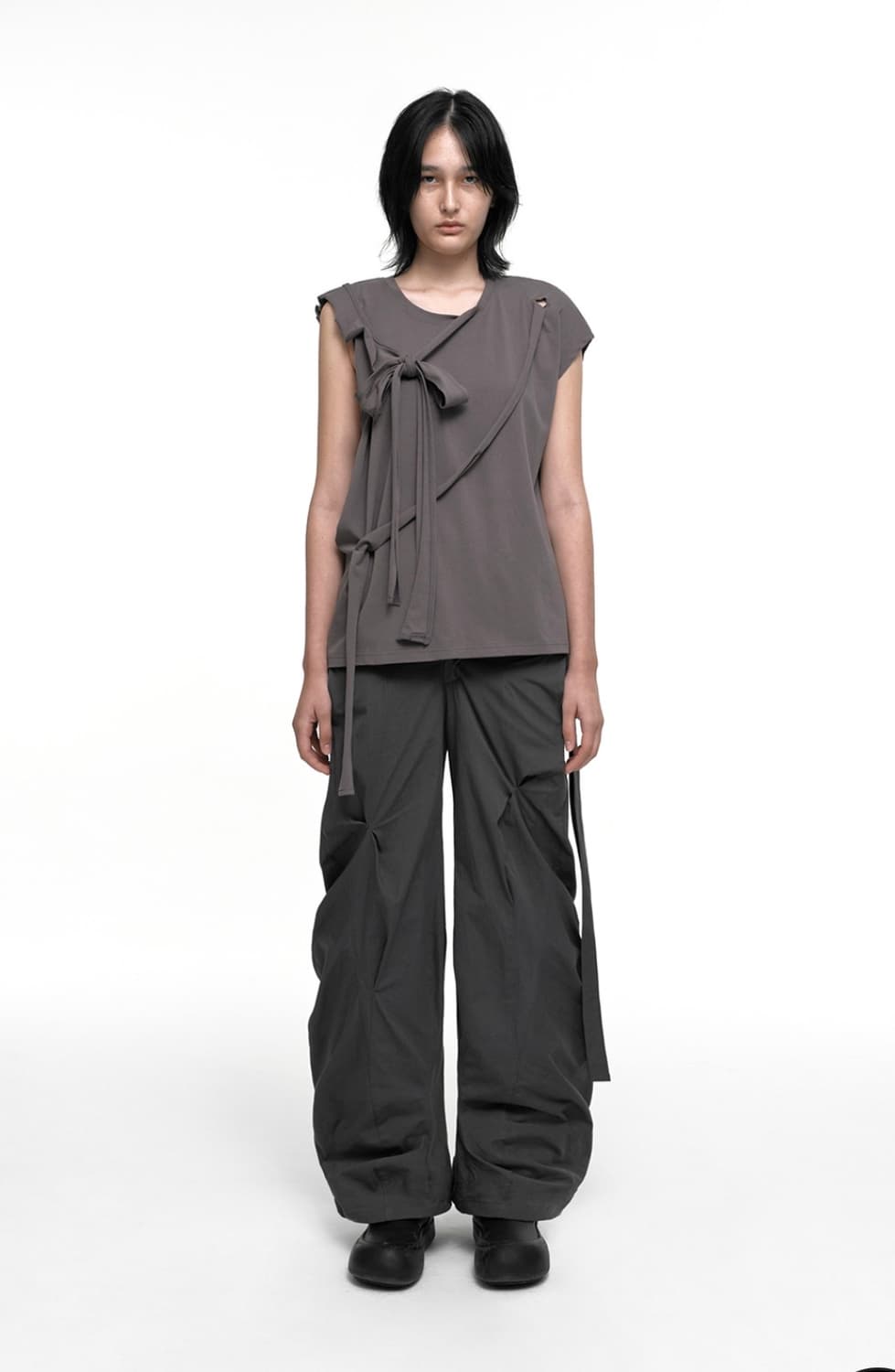 나체 distorted draping pants(unisex)_차콜_2 상품이미지2