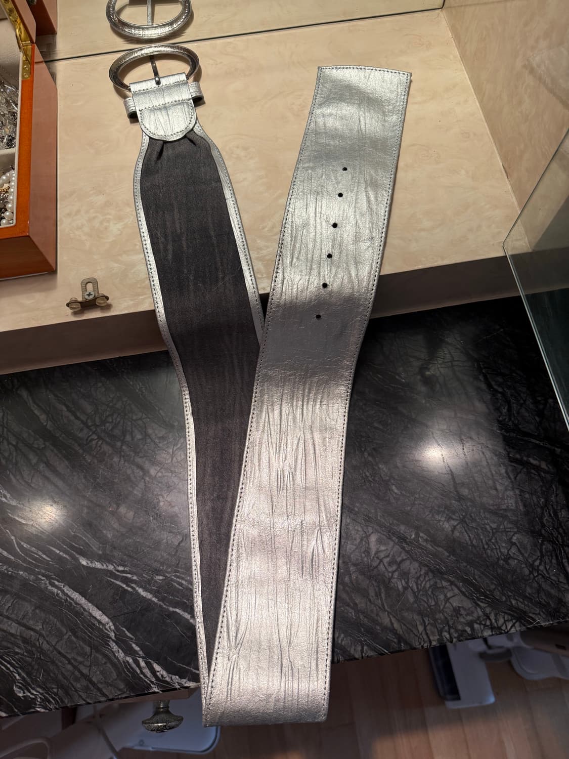 LOULOUSEOUL 루루서울 실버 와이드 가죽 벨트 상품이미지2