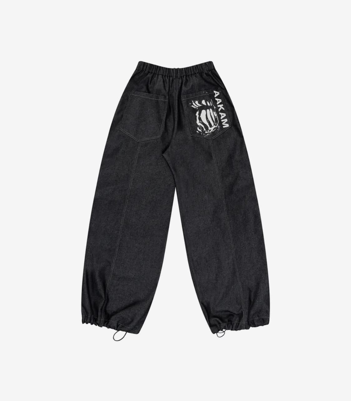 Knee Pin-tuck Printed Denim Pants (Black 상품이미지2