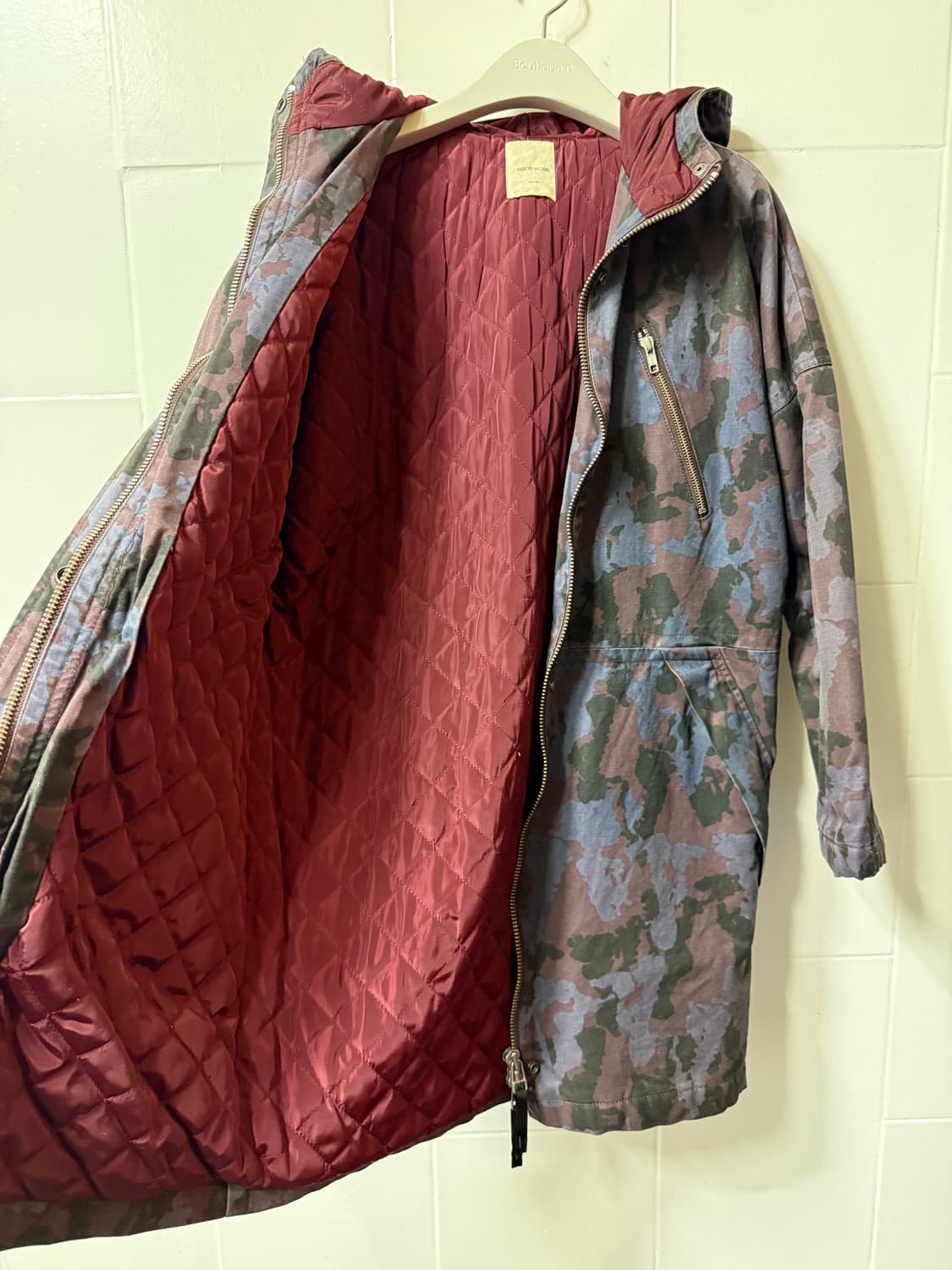 우드우드 롱 카모 후드 코트 상품이미지5