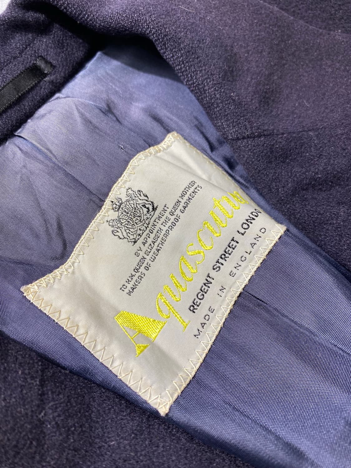 [M] 80s Aquascutum 페이드 네이비 캐시미어 코트 상품이미지6