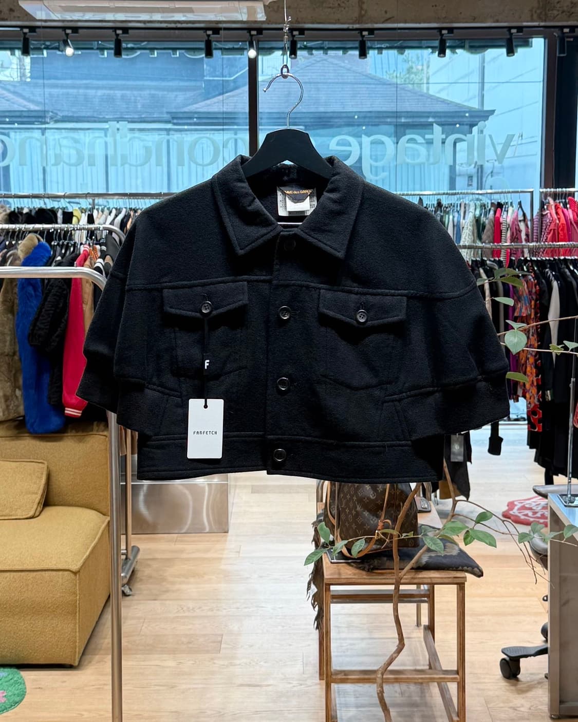 꼼데가르송 AD1989 블랙 크롭 하프 자켓  상품이미지1