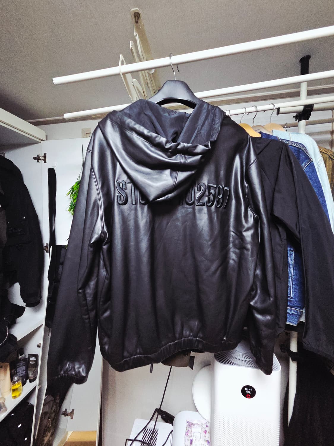 스톰런던 후드 레더 집업 M(100) 상품이미지3