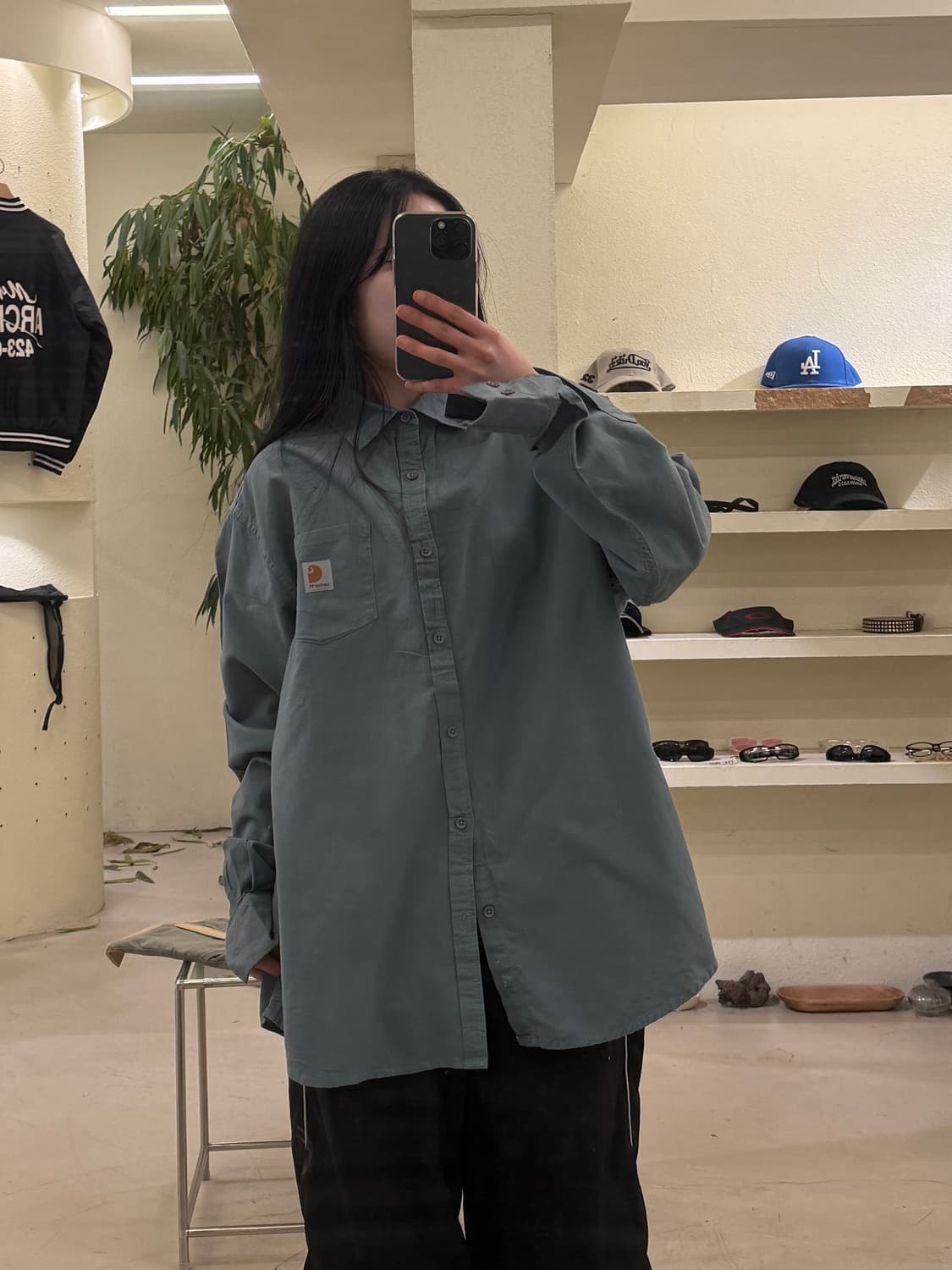 칼하트 원포켓 워크 셔츠 그린 U419 상품이미지1