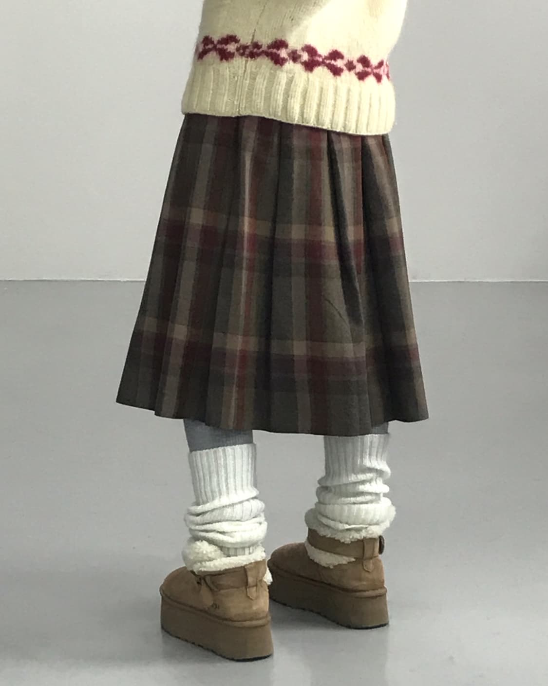 Jpn Wool Checked Midi Skirts 상품이미지2